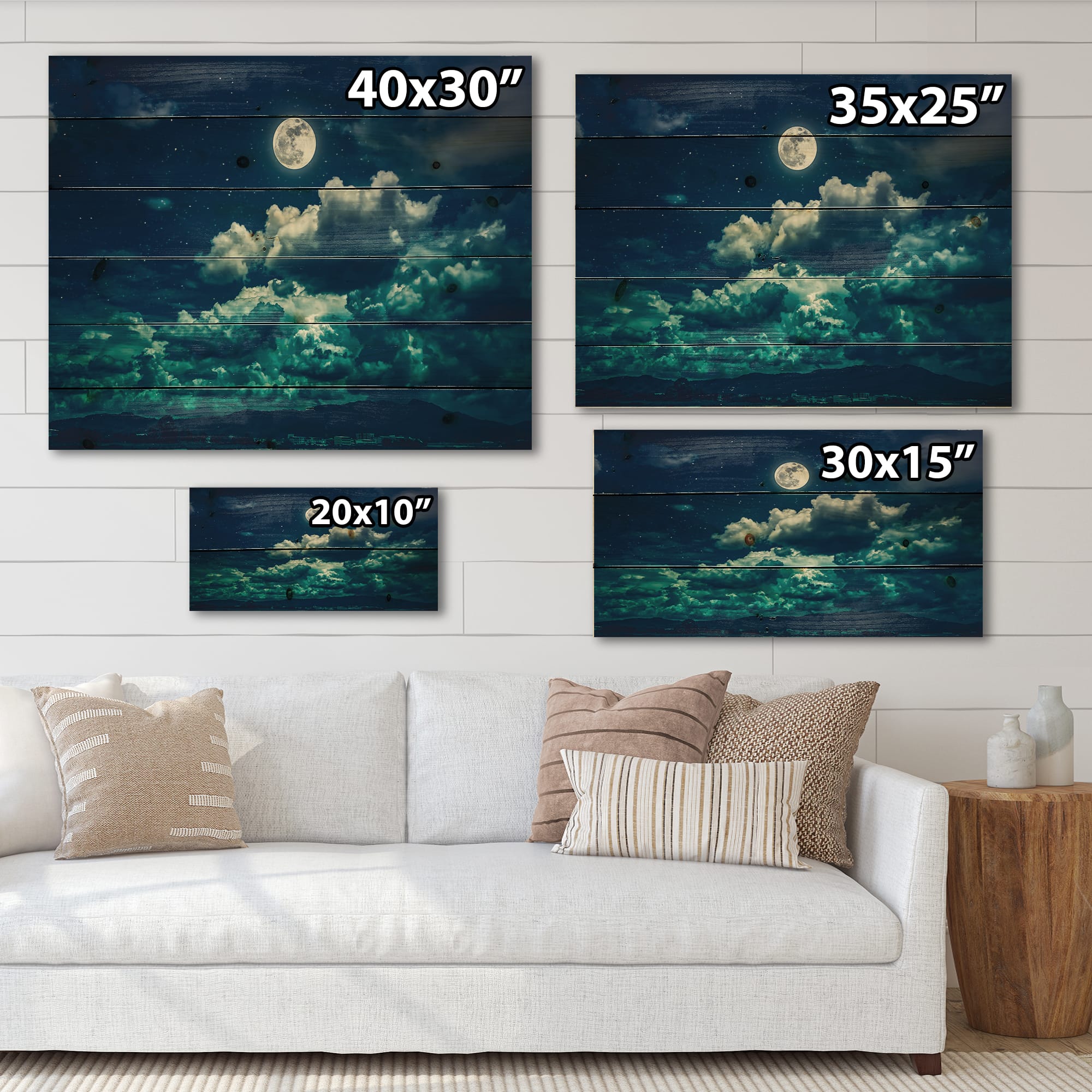 Designart - Full Moon In Cloudy Night Sky II