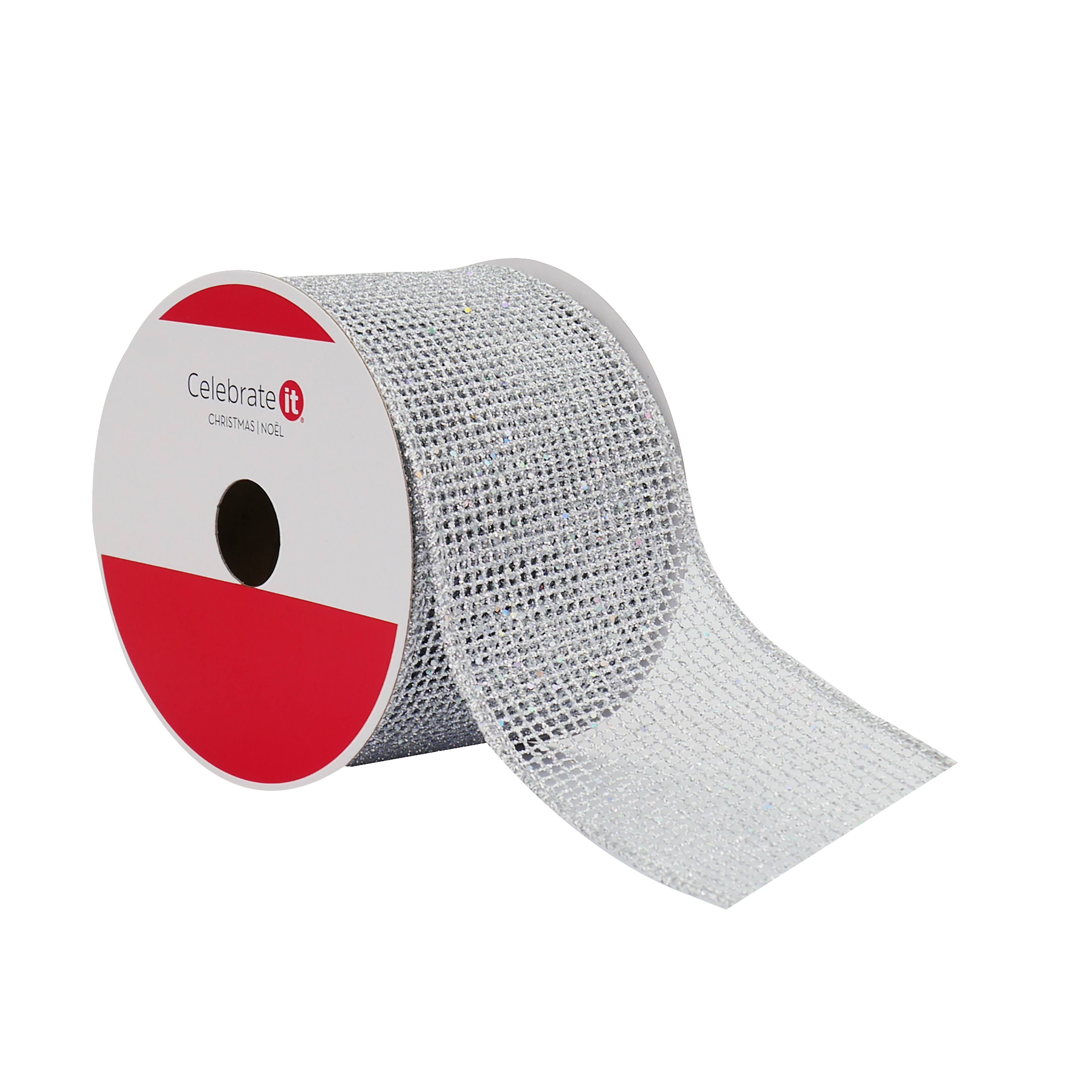 2.5&#x22; x 20ft. Silver Net Mesh Wired Ribbon by Celebrate It&#xAE;