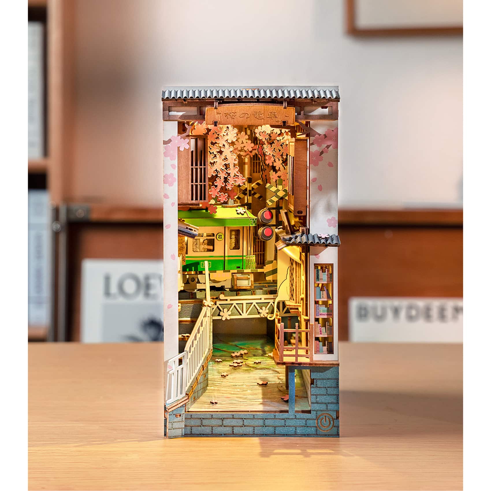 Rolife Sakura Densya Book Nook Shelf Insert DIY Miniature Kit 