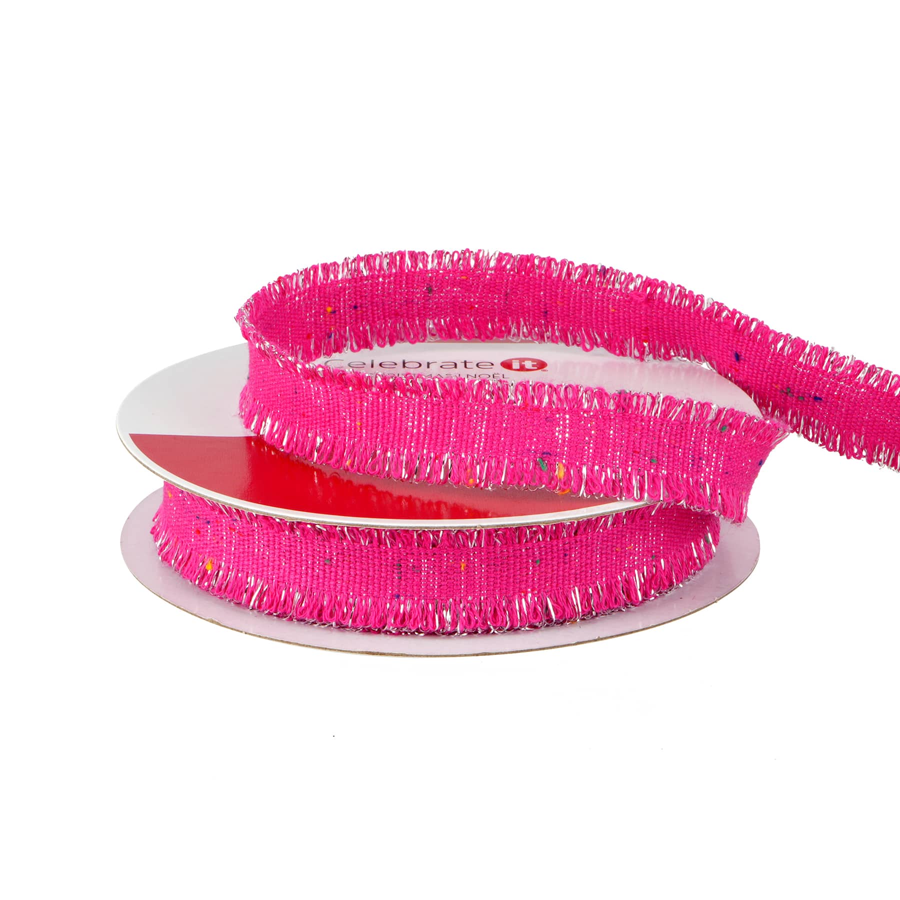 5/8&#x22; x 20ft. Hot Pink &#x26; Tinsel Grosgrain Ribbon by Celebrate It&#xAE;
