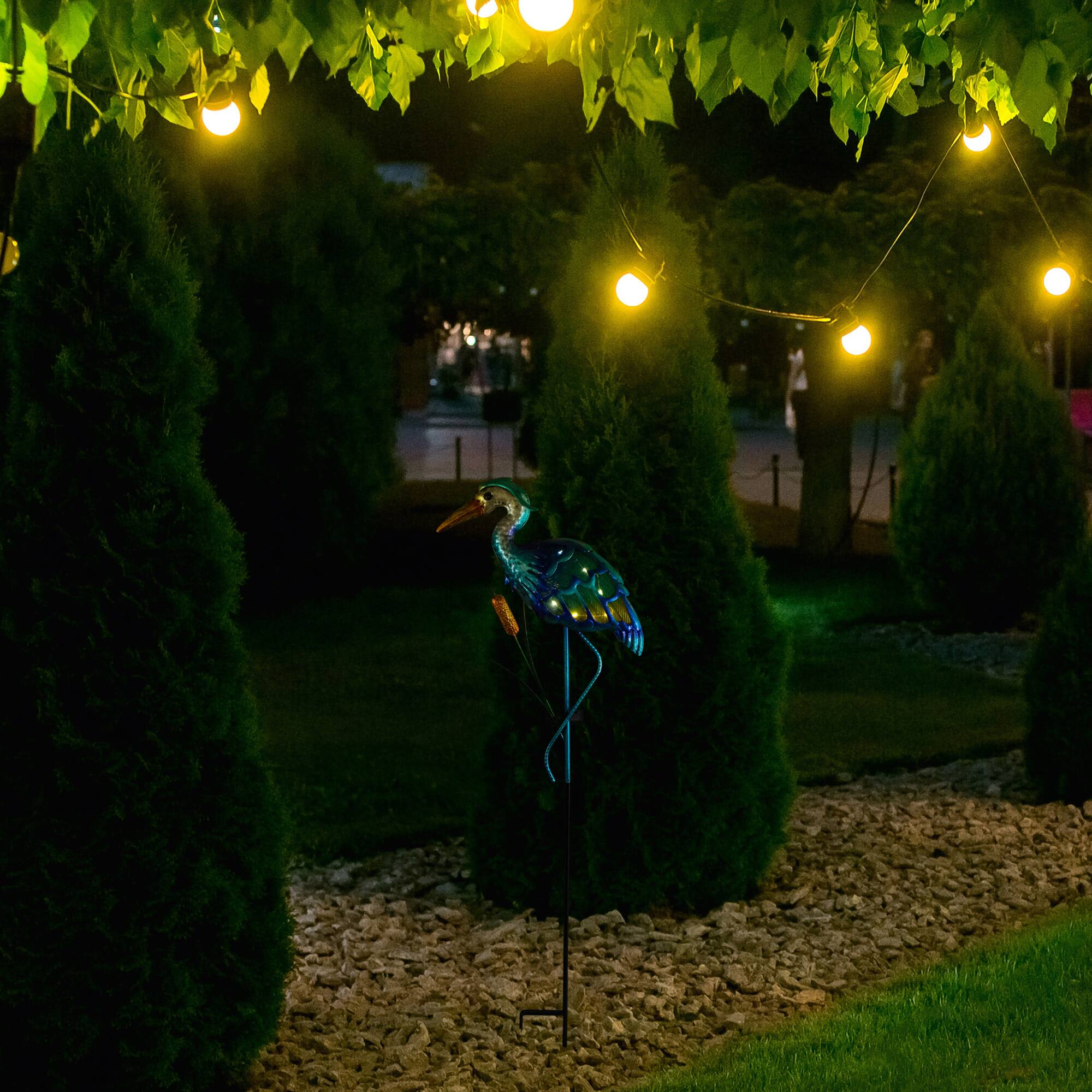 3ft. Solar Lighted Blue Heron Outdoor Garden Stake