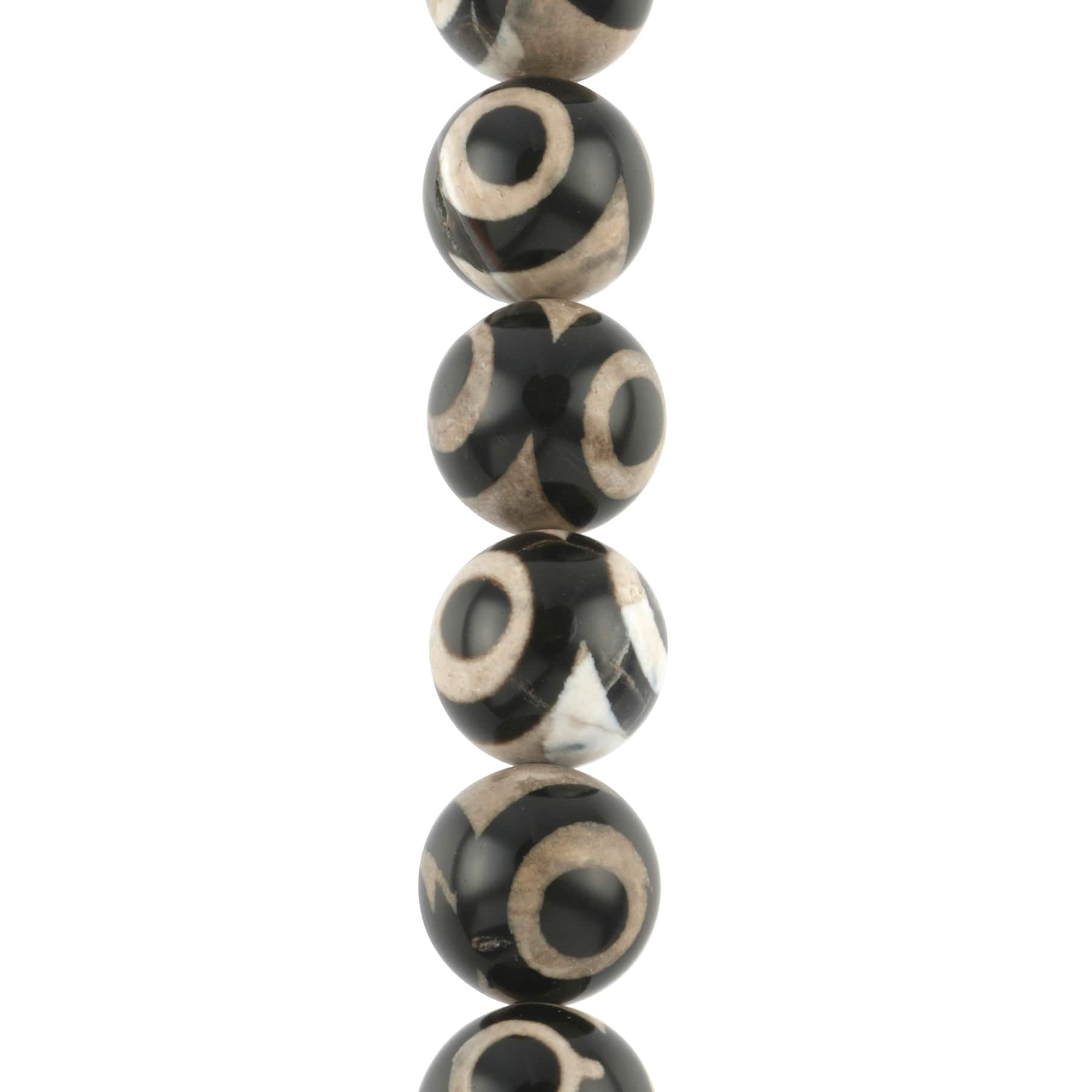 Black &#x26; Gray Tibetan Agate Round Beads, 15.5mm by Bead Landing&#x2122;