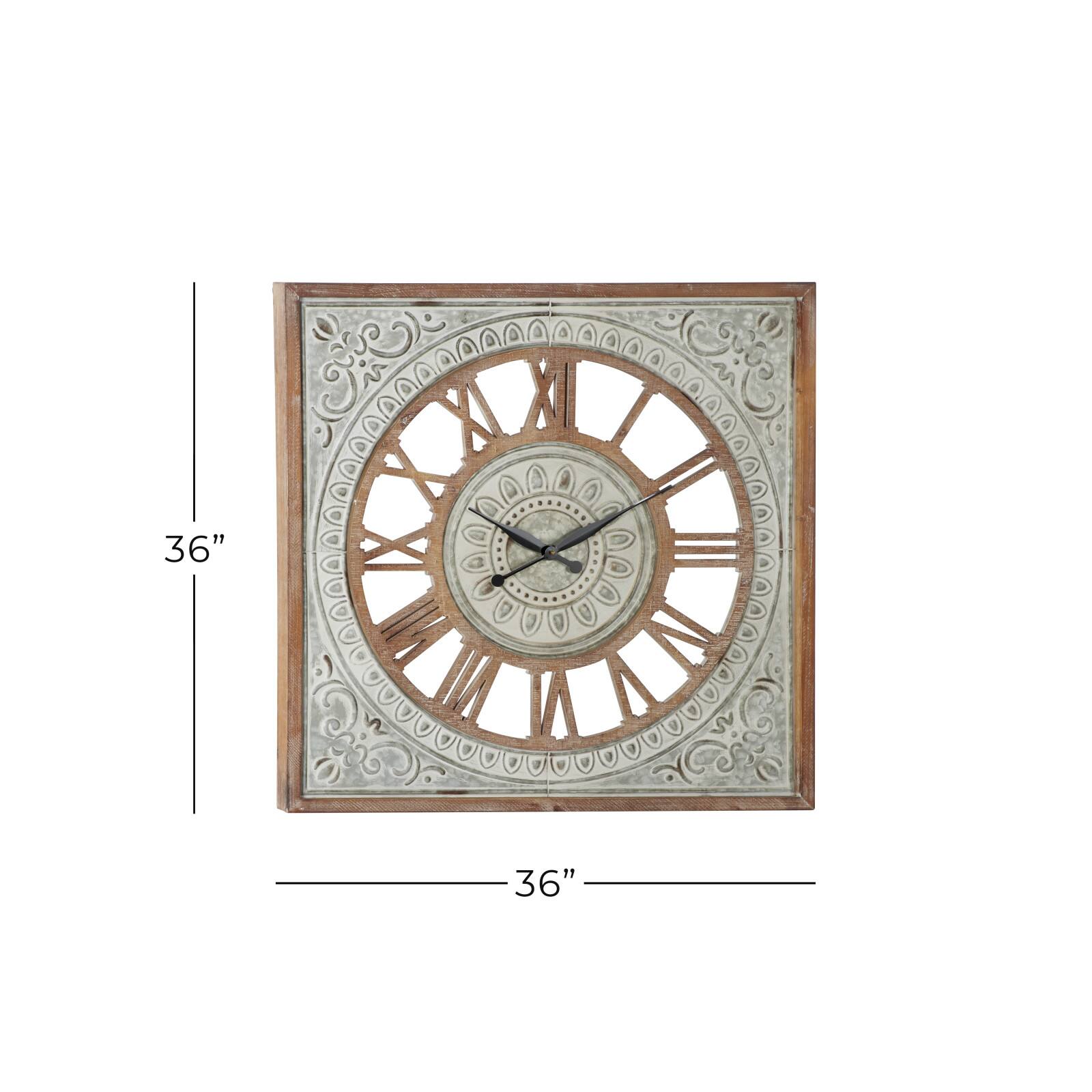Brown Farmhouse Wood Wall Clock, 36" x 36"