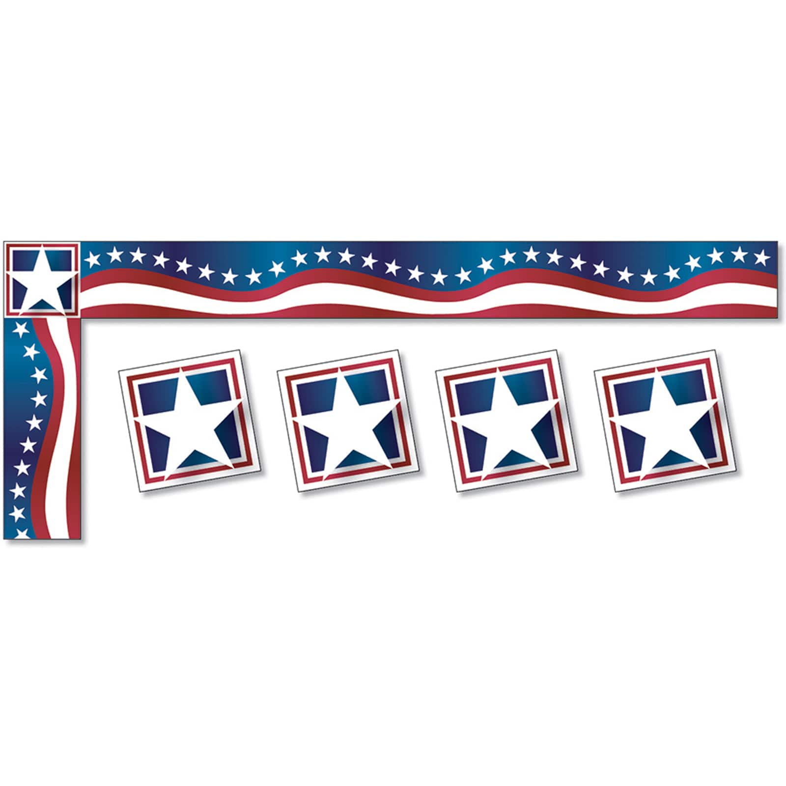 North Star Teacher Resources All Around the Board Stars &#x26; Stripes Trimmer, 276ft.