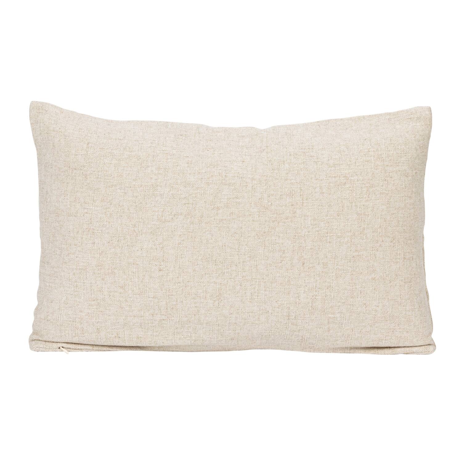 Hello Honey® Hand-Embroidered Botanicals Linen Blend Lumbar Pillow with Kantha Stitch & Flanged Edge
