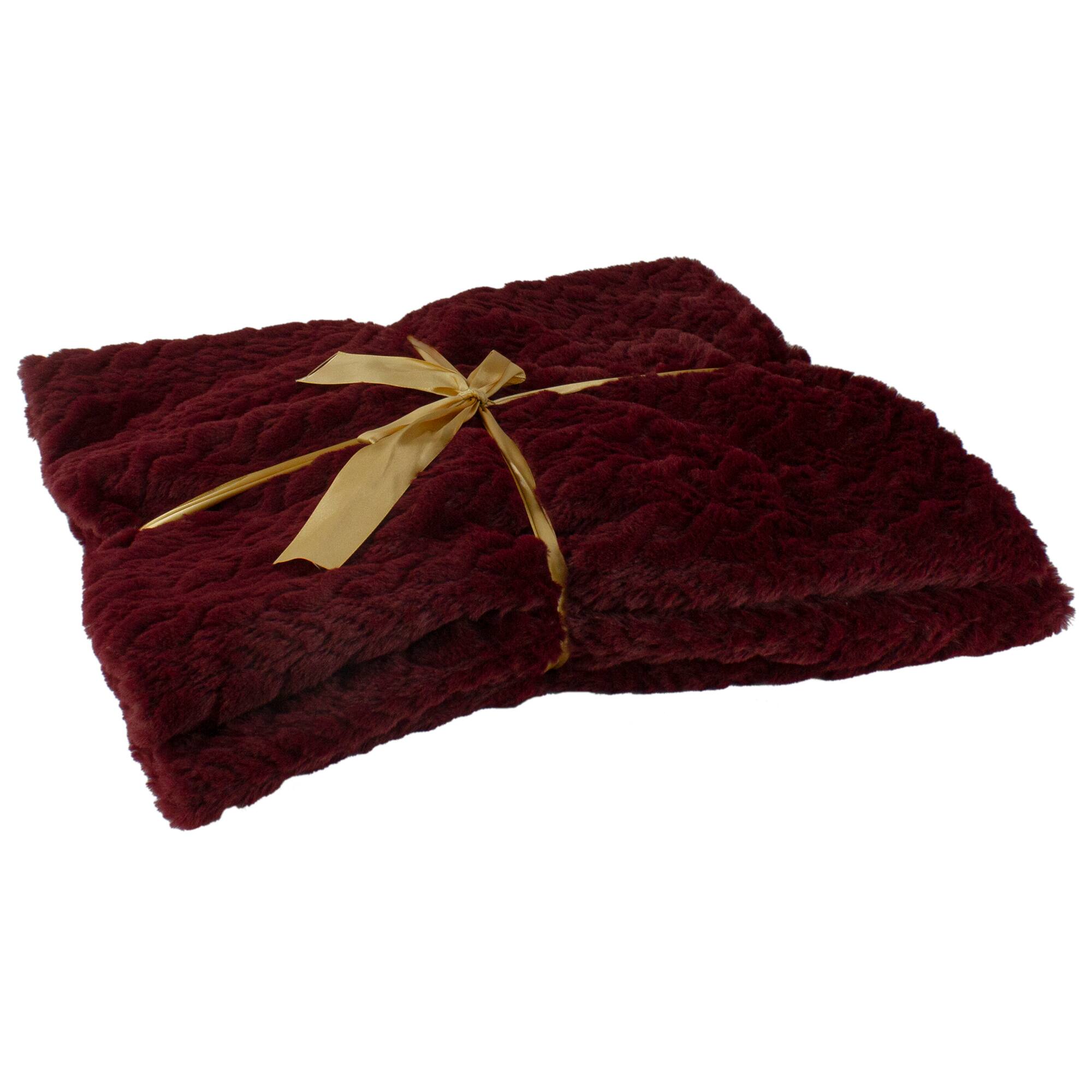 Burgundy Red Ultra Plush Faux Fur Throw Blanket