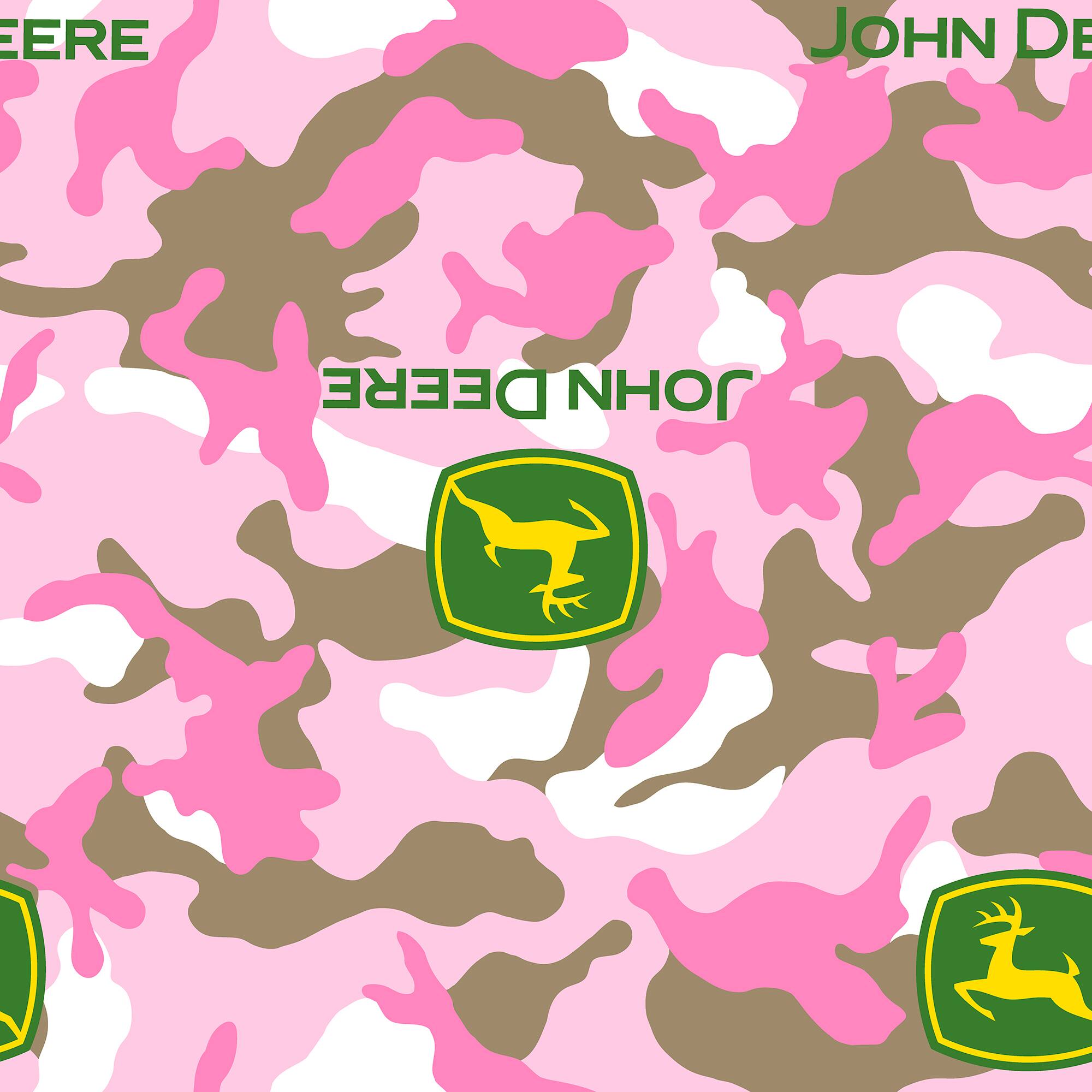 Springs Creative John Deere Logo on Pink Camo Fleece