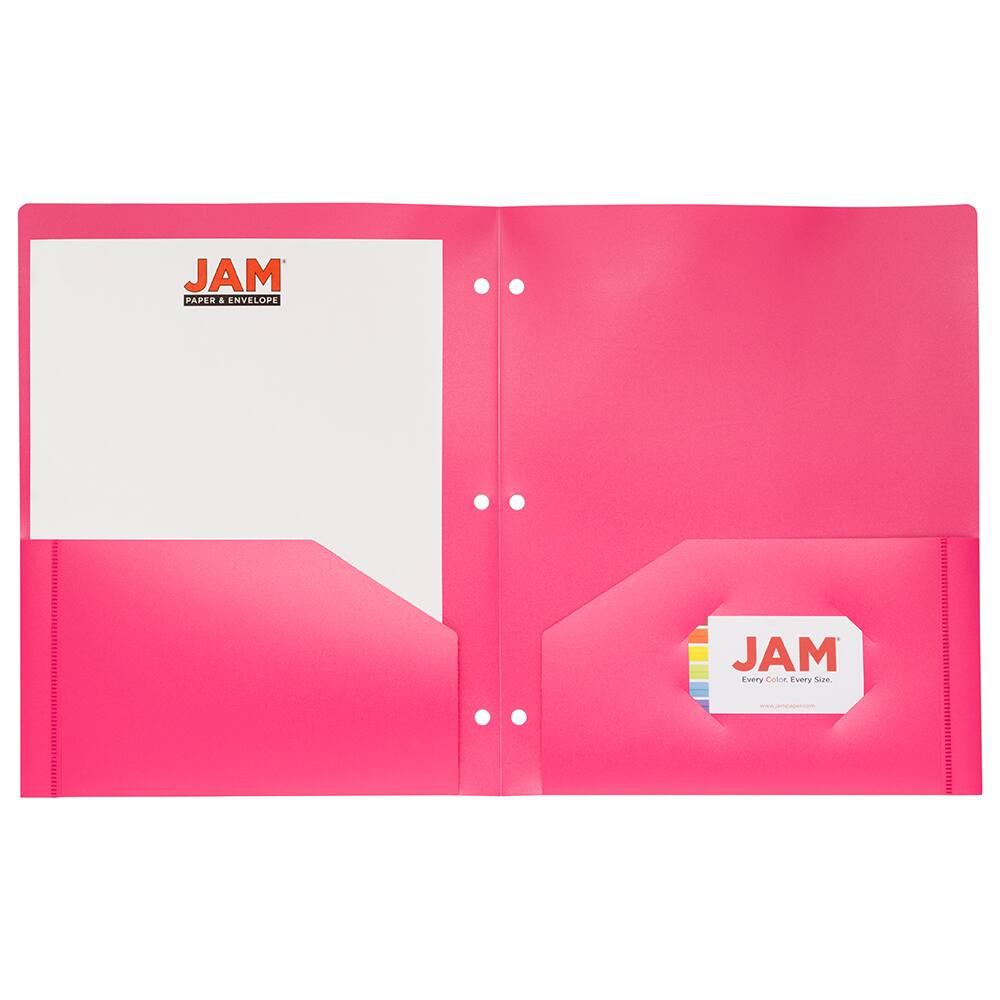 JAM Paper 9.5&#x22; x 11.5&#x22; Assorted Fashion Colors Plastic 2 Pocket School POP Folders, 6ct.