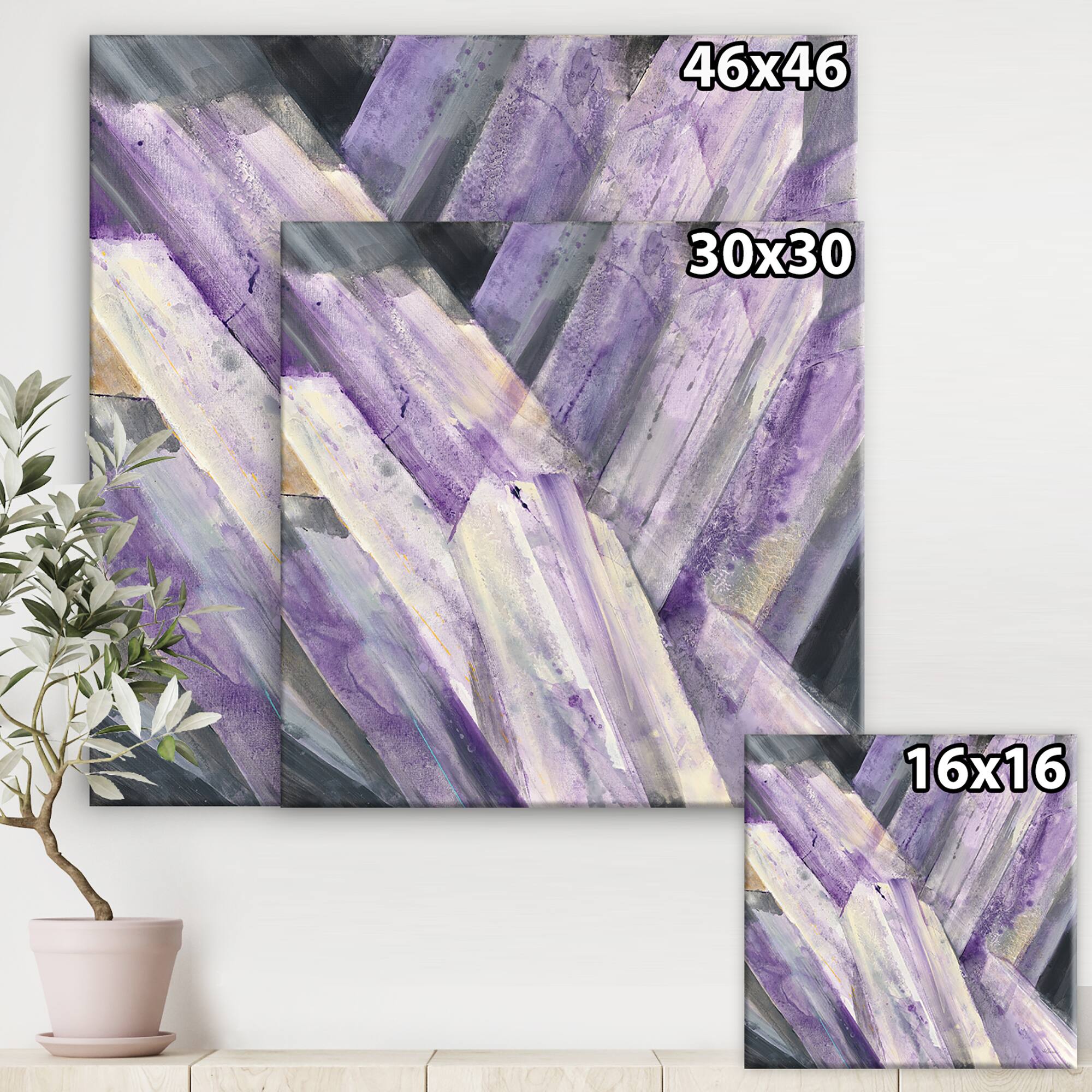 Designart - Geometric Purple Glacier - Modern Farmhouse Premium Canvas Wall Art