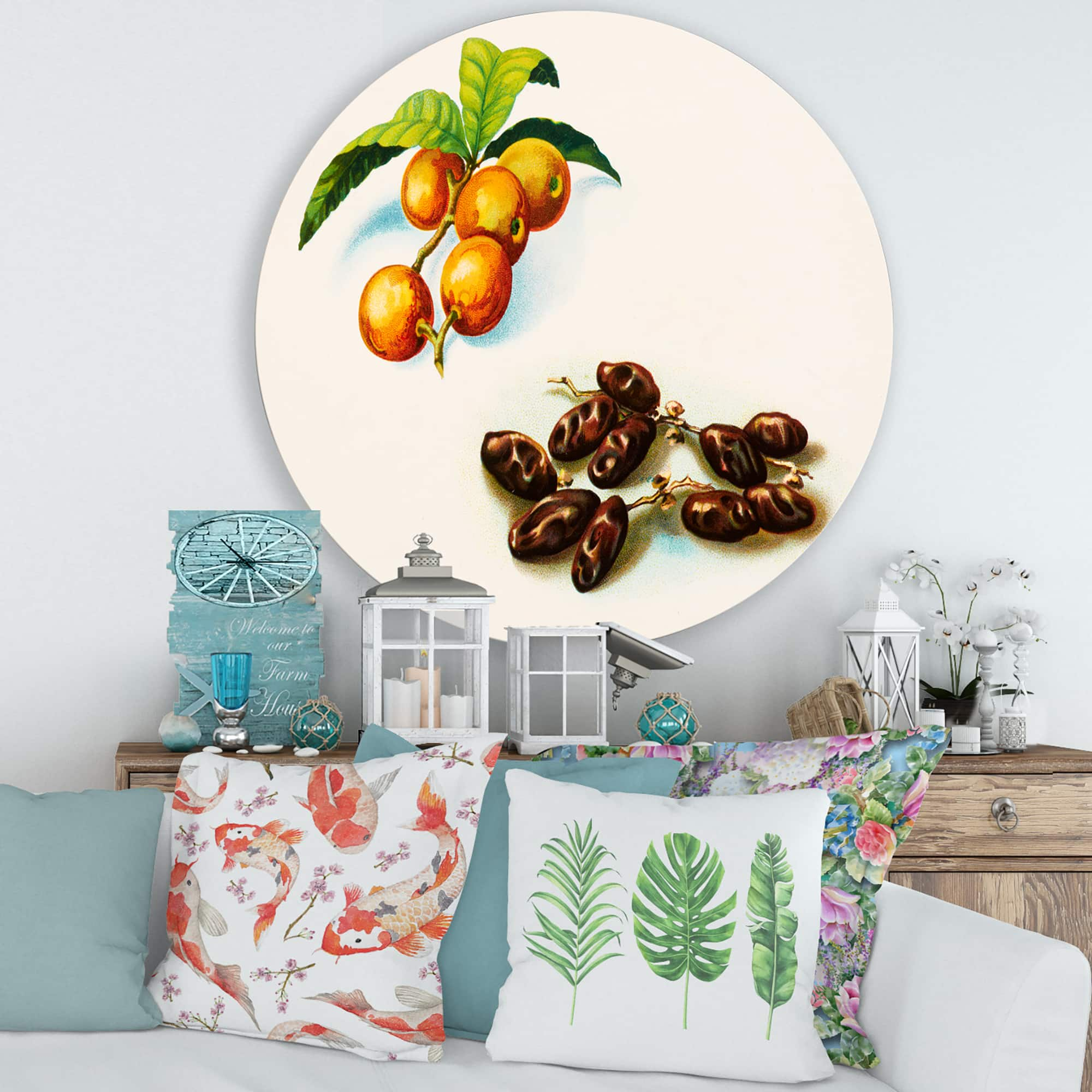 Designart - Vintage Fruits IV - Farmhouse Metal Circle Wall Art