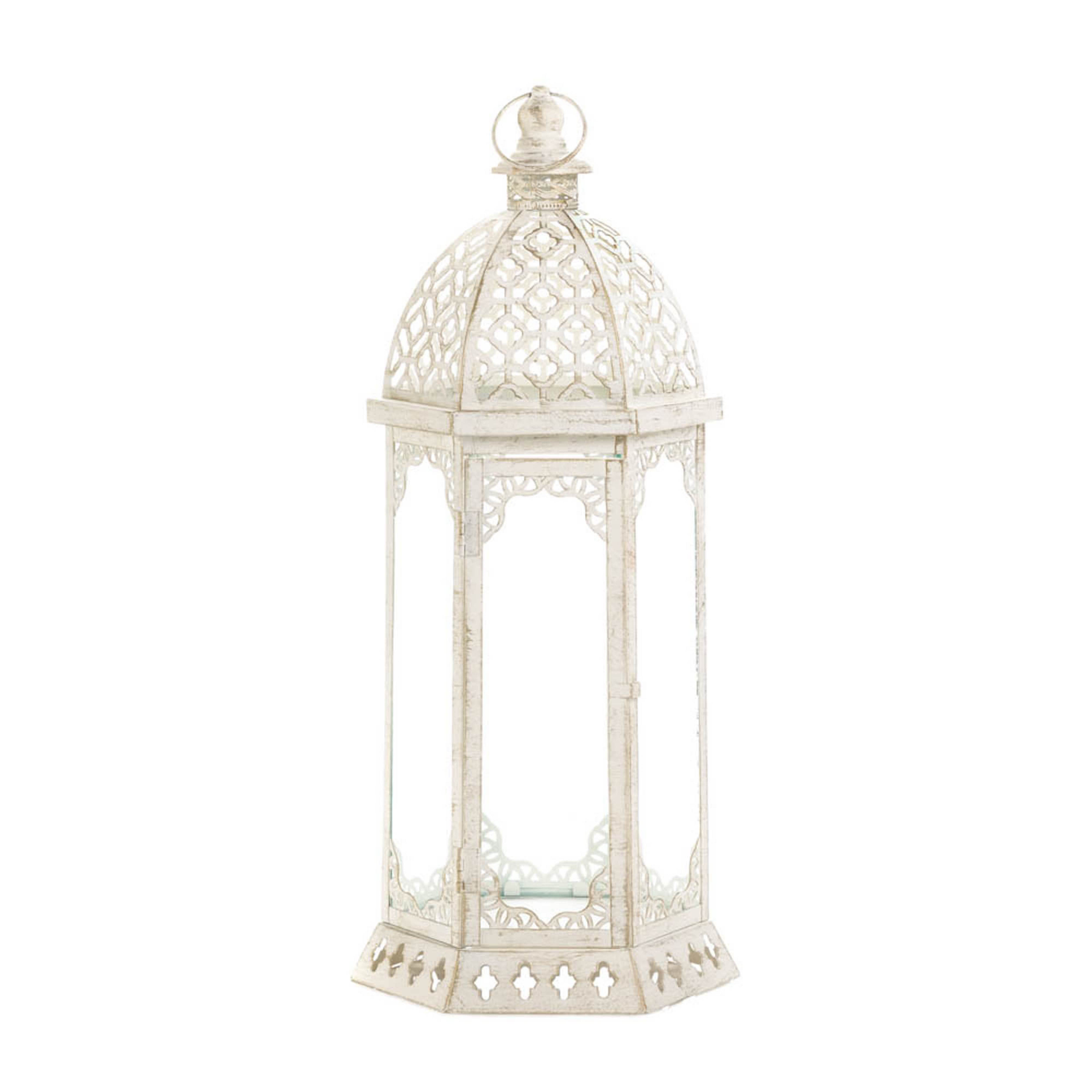 20&#x27;&#x27; Graceful Distressed White Lantern