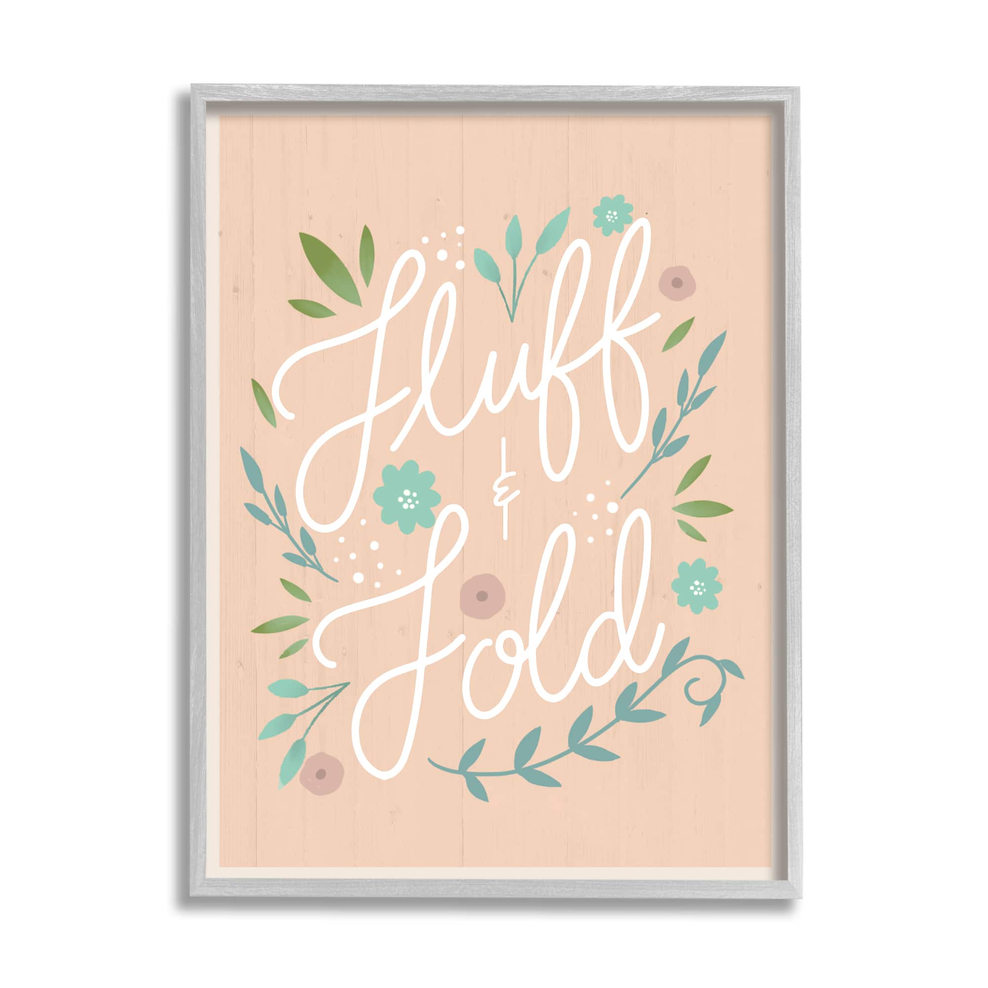 Stupell Industries Fluff & Fold Laundry Phrase Florals Farmhouse Pattern Framed Wall Art
