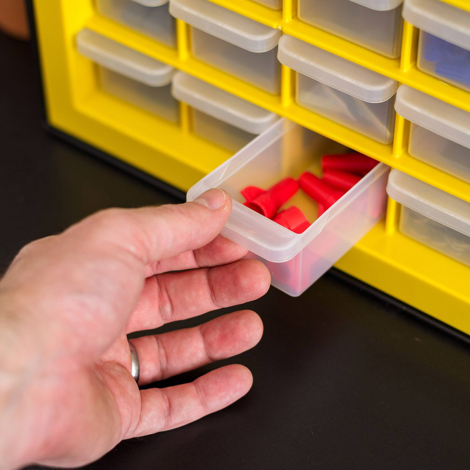 IRIS® Yellow & Black 64-Drawer Parts Cabinet