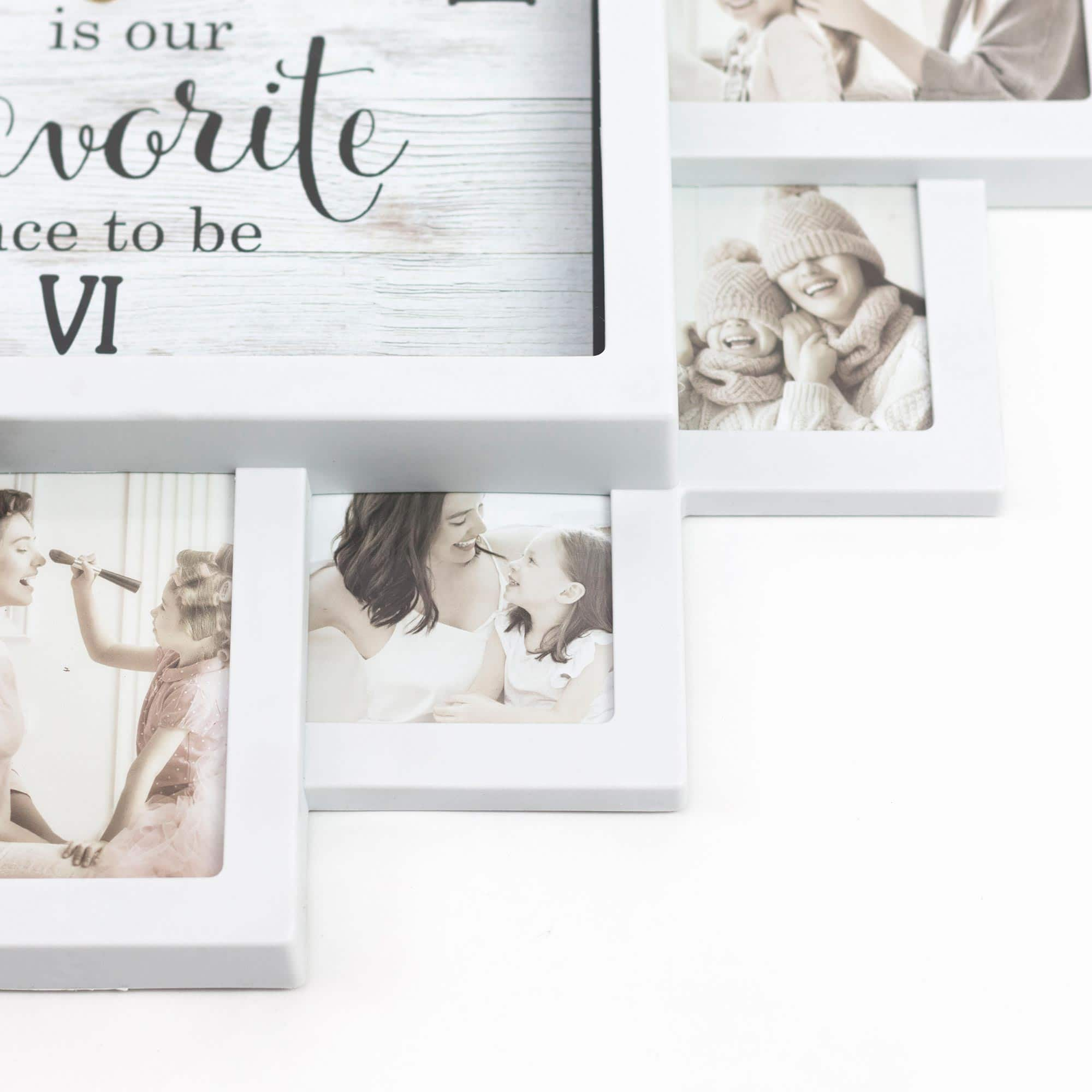 White Farmhouse Shabby-Chic &#x22;Together&#x22; Picture Frame Wall Collage Clock