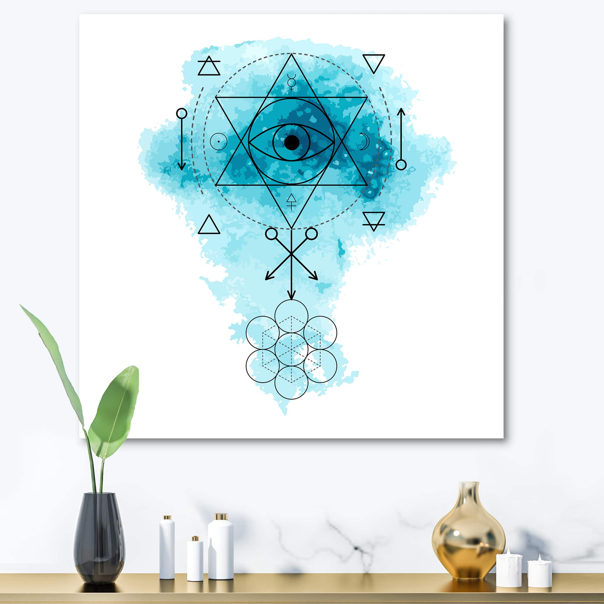 Designart - Symbol of Alchemy and Sacred Geometry II - Bohemian &#x26; Eclectic Canvas Wall Art Print