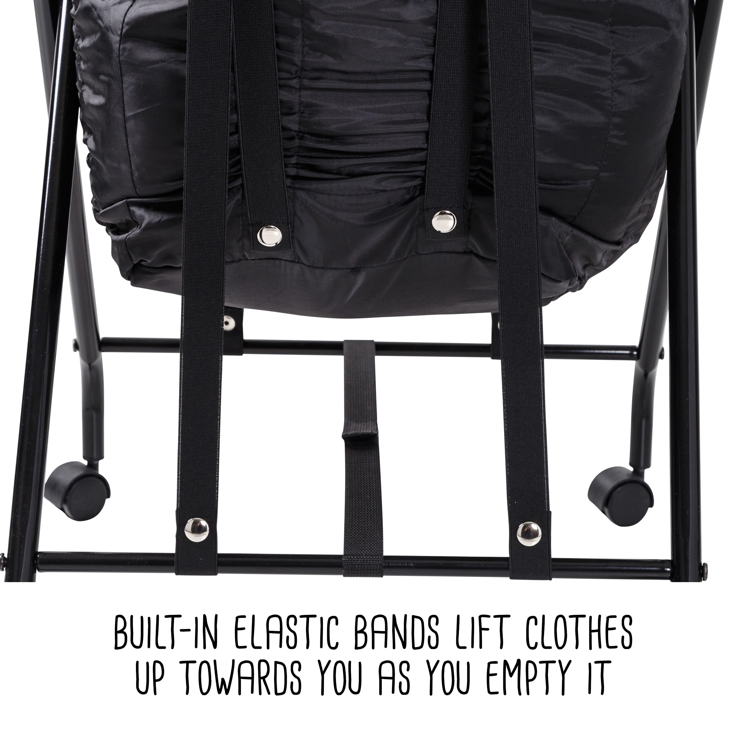 Honey Can Do Black Single Bounce Back Hamper with Wheels and Lid