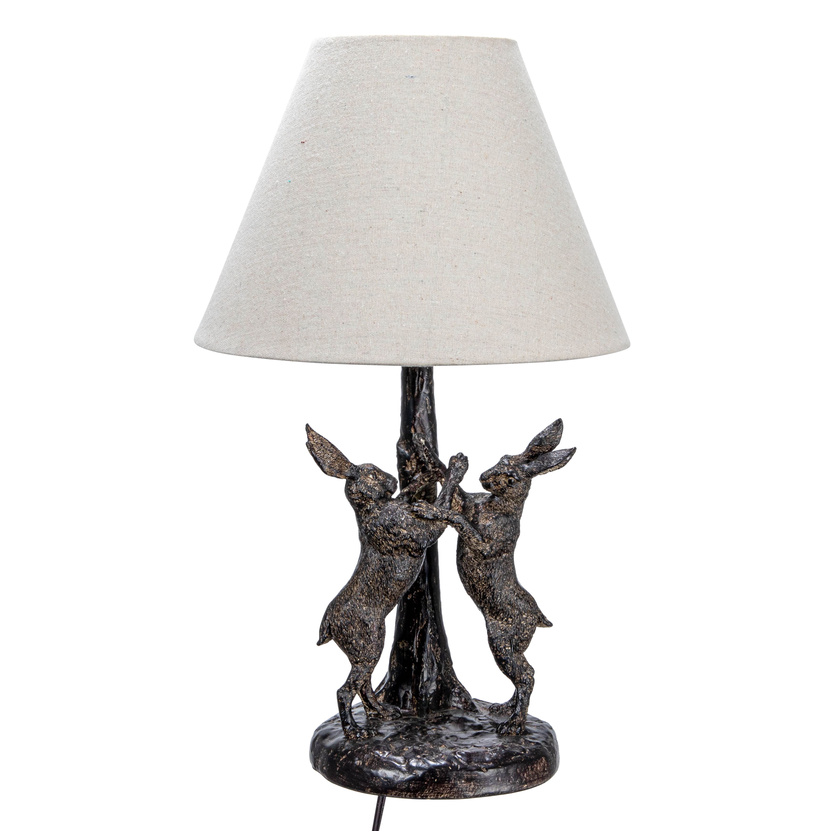 Hello Honey® 18.5" Brown & Natural Bunny Rabbit Table Lamp with Linen Empire Shade