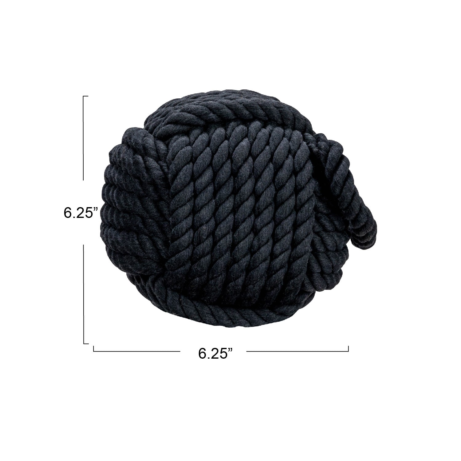 6&#x22; Black Nautical Rope Knot Decoration