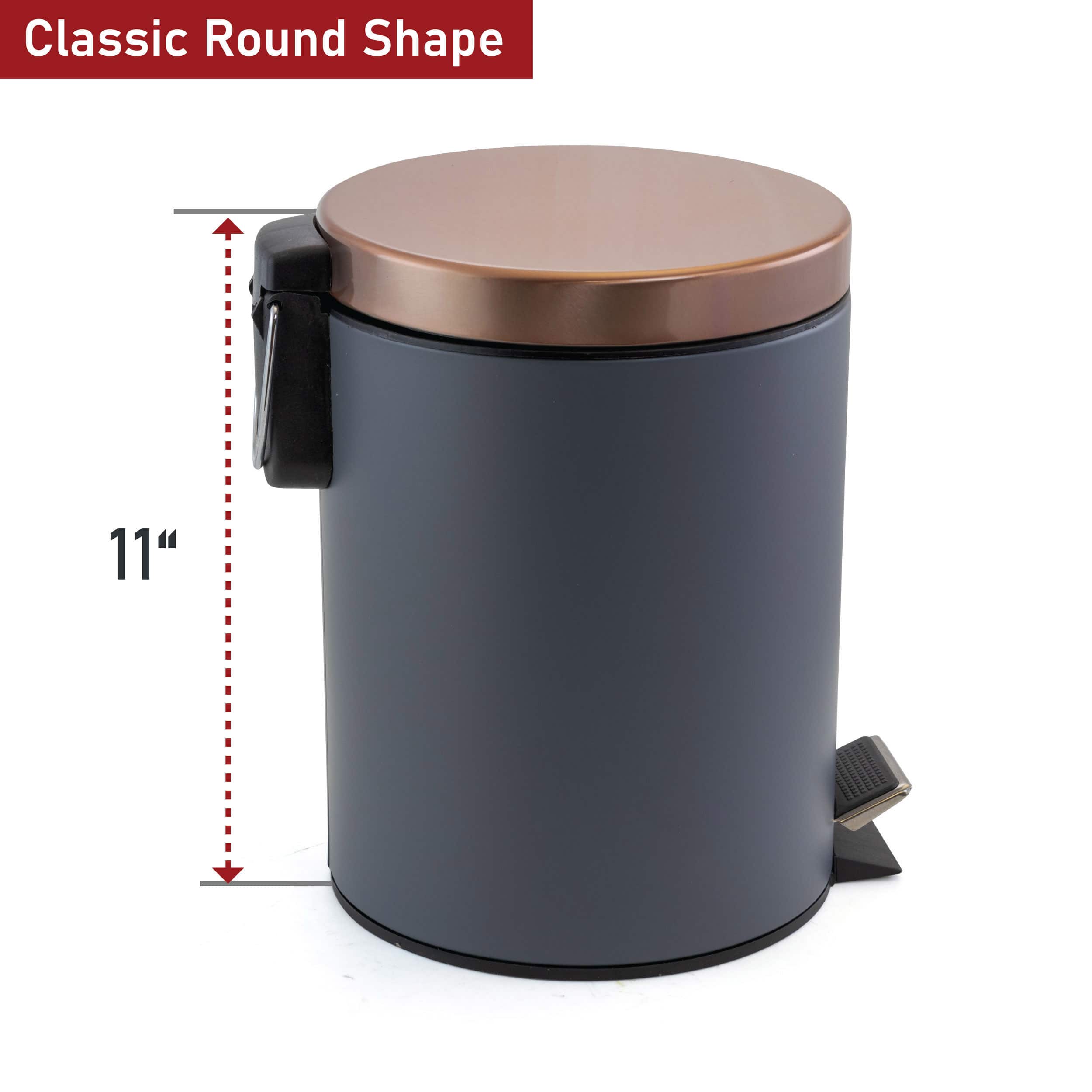 Elama 5 Liter Stylish Grey and Copper Soft Pedal Trash Bin