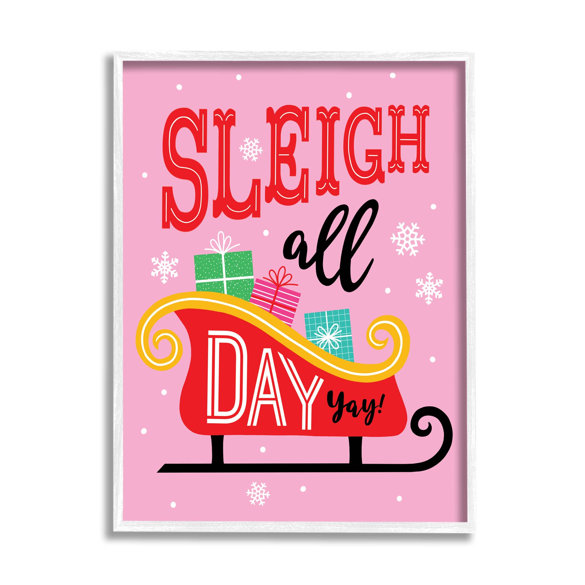 Stupell Industries Sleigh All Day Bold Gift Sled Framed Giclee Art
