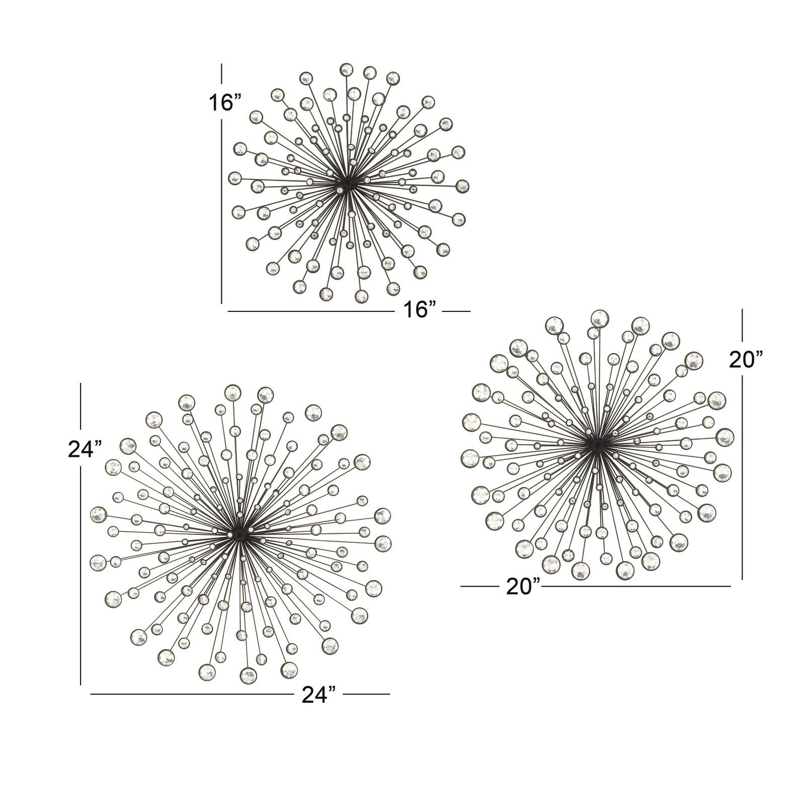 Silver Metal Starburst Modern Wall Décor Set