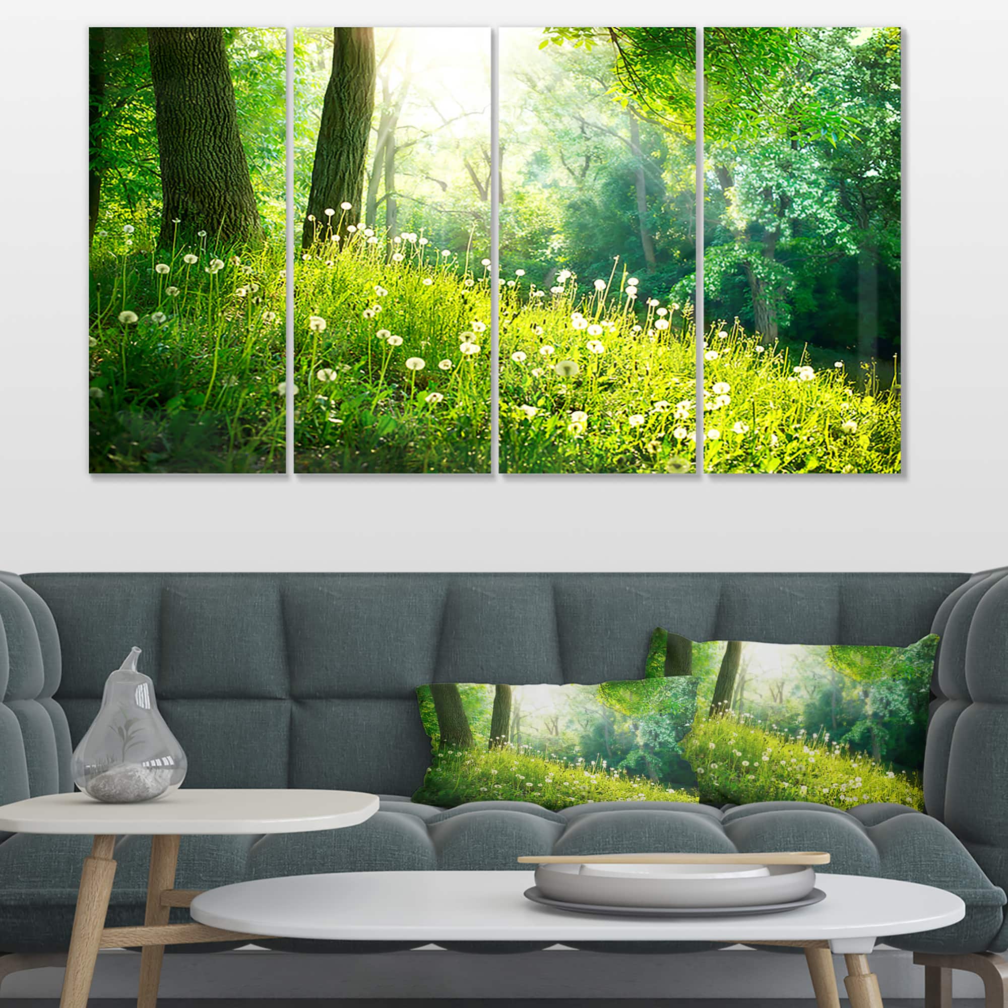 Designart - Beautiful Green Grass and Trees - Large Landscape Canvas Art Print