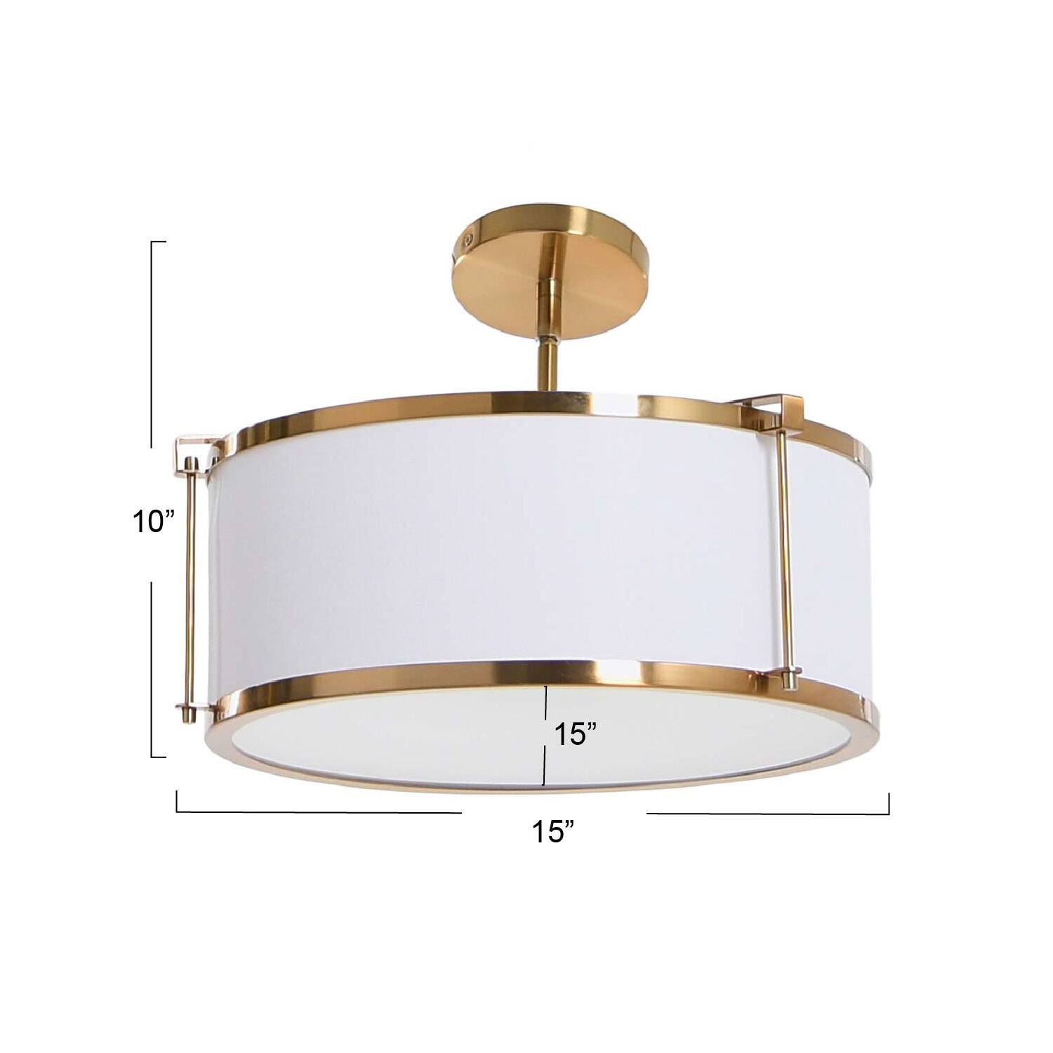 Hello Honey® 10" Metal Semi-Flush Mount Ceiling Light with Captured Linen Shade