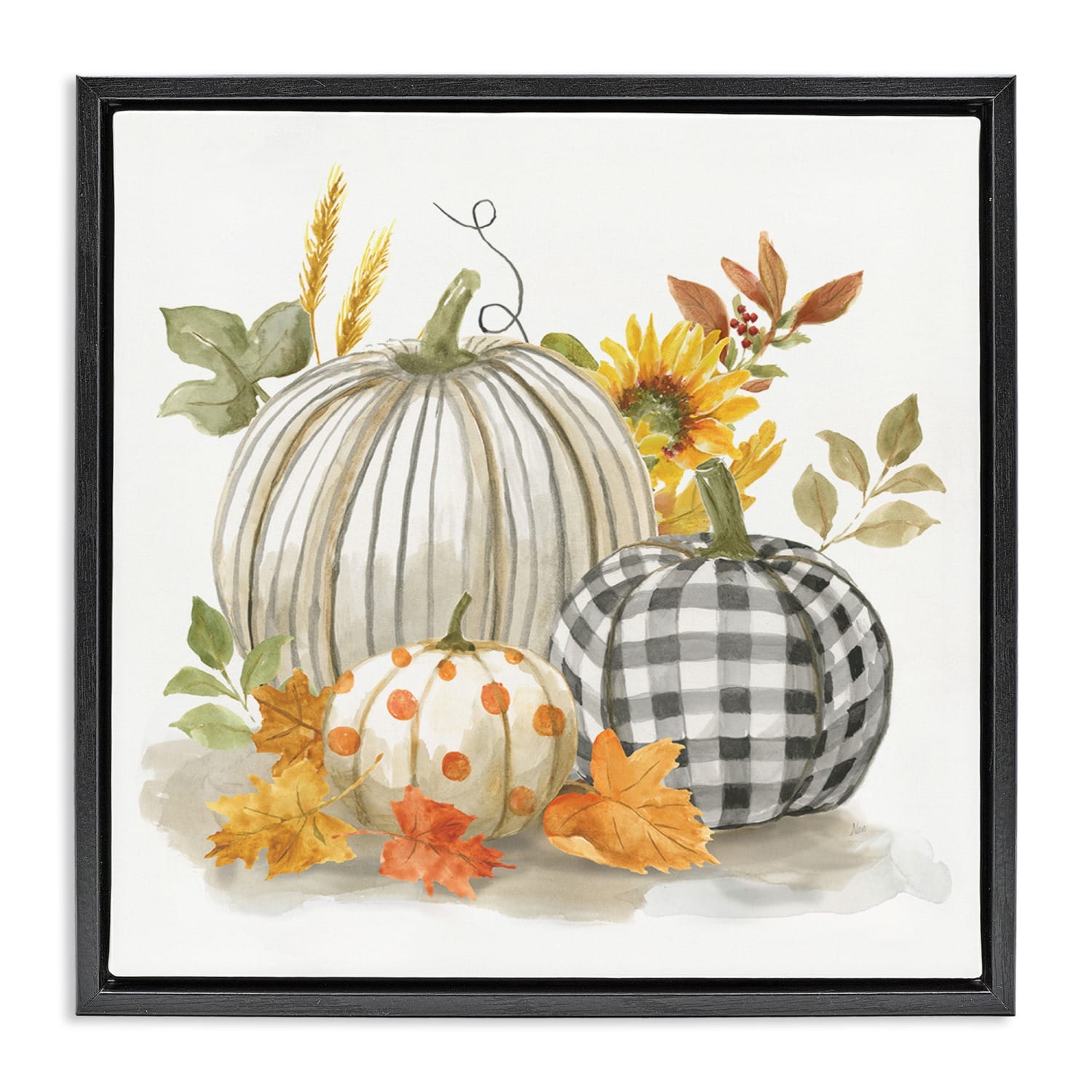 Stupell Industries Patterned Pumpkins Autumn Harvest Floater Framed Art
