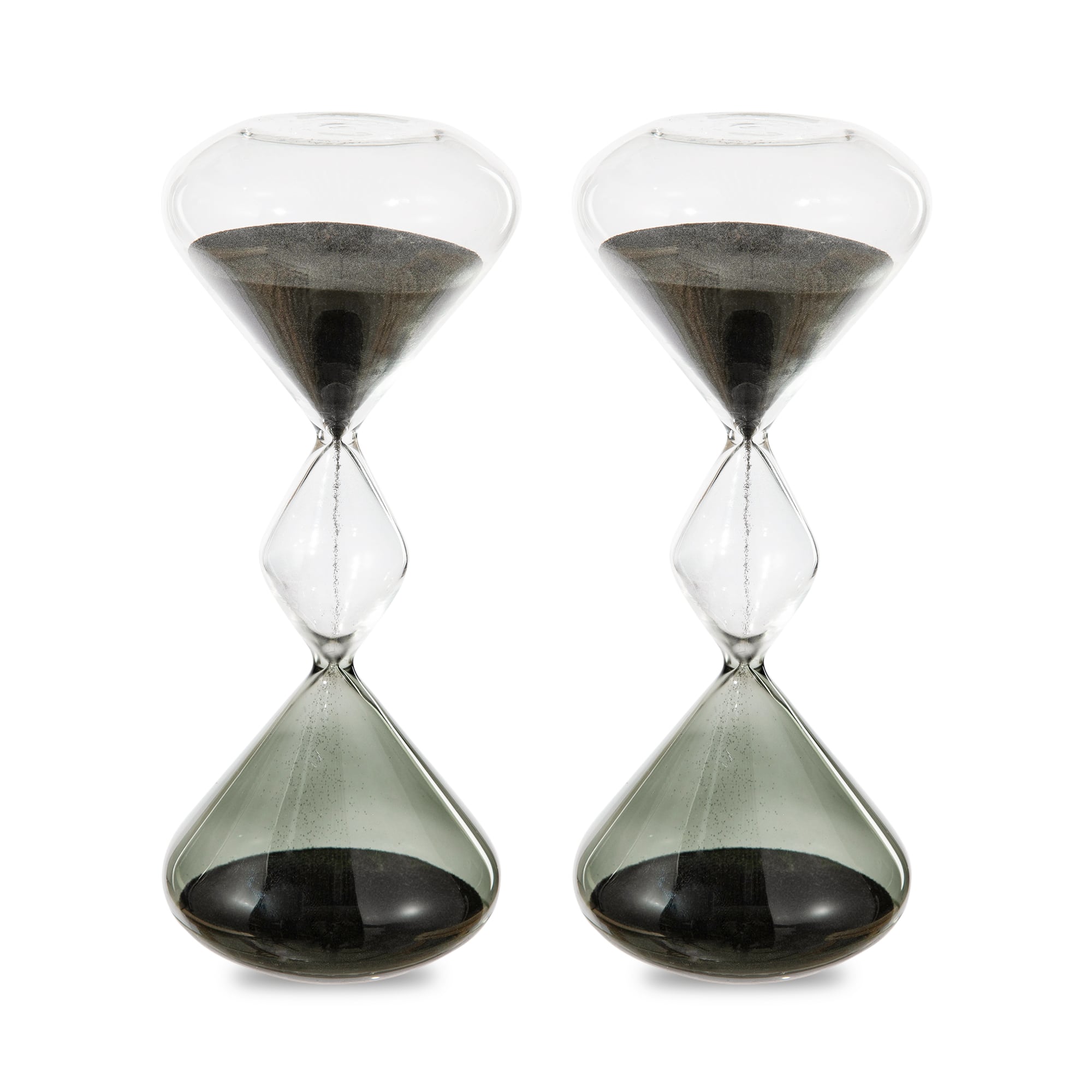 Glitzhome® 7.75" Tri-Layer Two-Tone Color Hourglasses with Black Sand, 2ct.