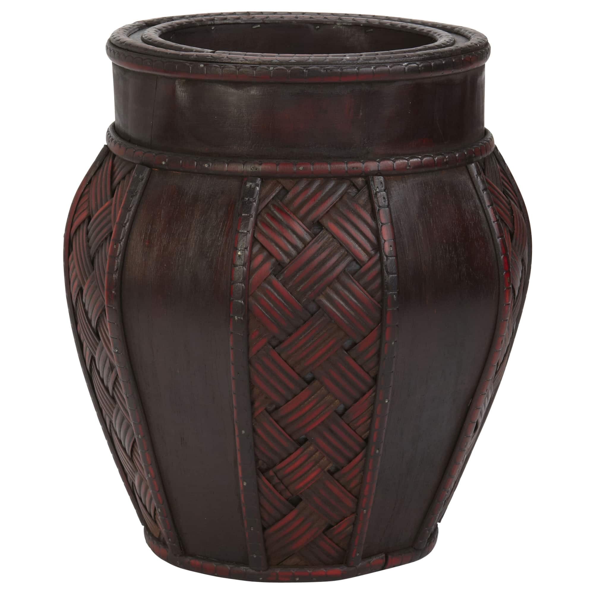 Wood &#x26; Weave Panel Decorative Planters Set