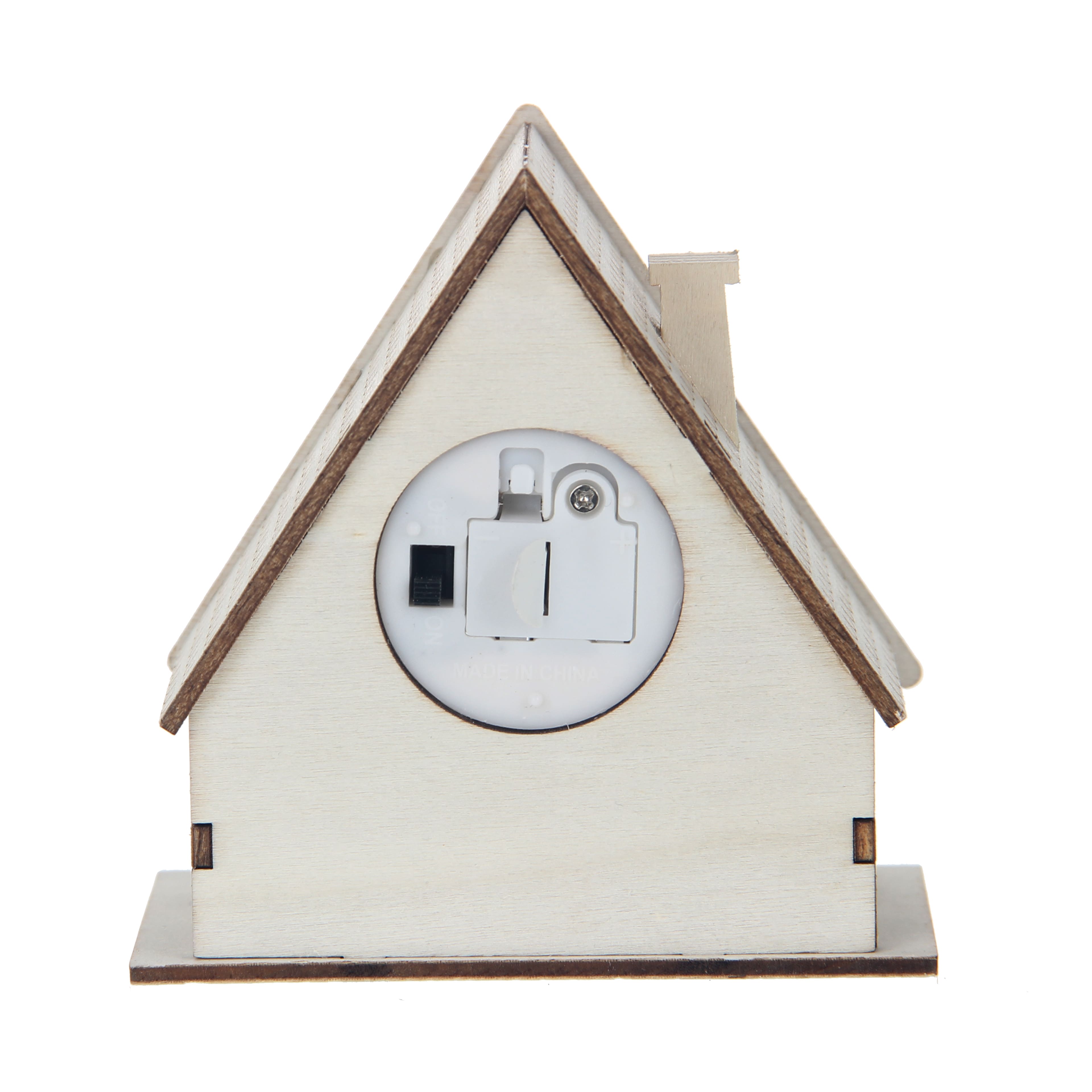 3.75&#x22; Unfinished Village A-Frame House DIY LED Wood D&#xE9;cor by Make Market&#xAE;