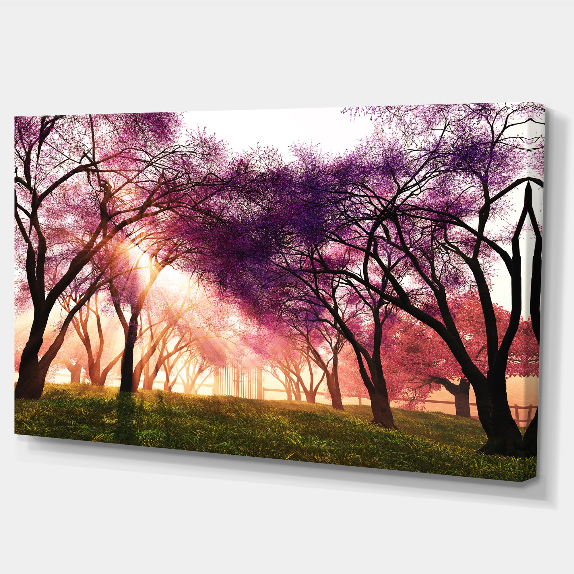 Designart - Cherry Blossoms Japan Garden - Landscape Canvas Art Print