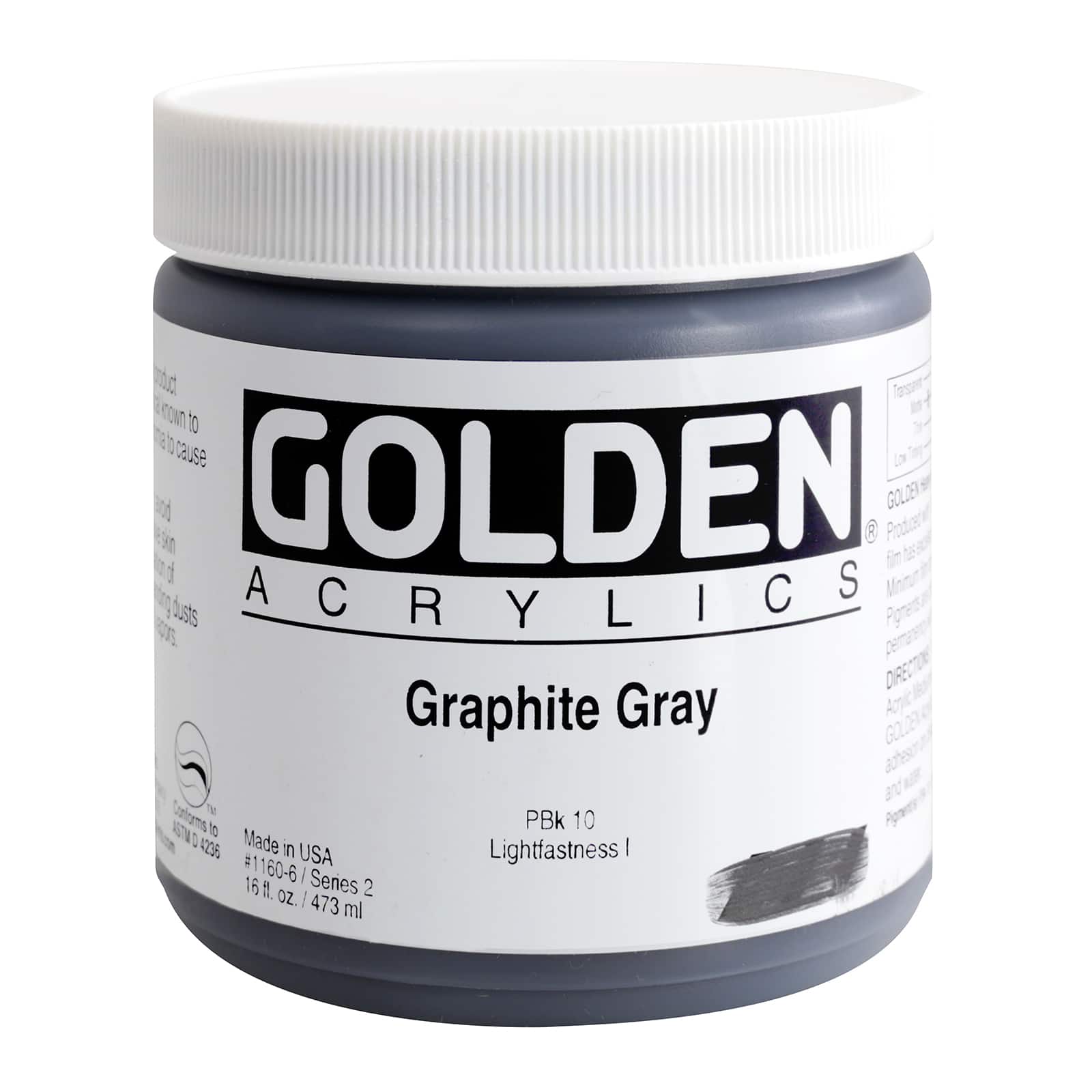 Golden Heavy Body Acrylic Paint, 16 oz in Graphite Gray