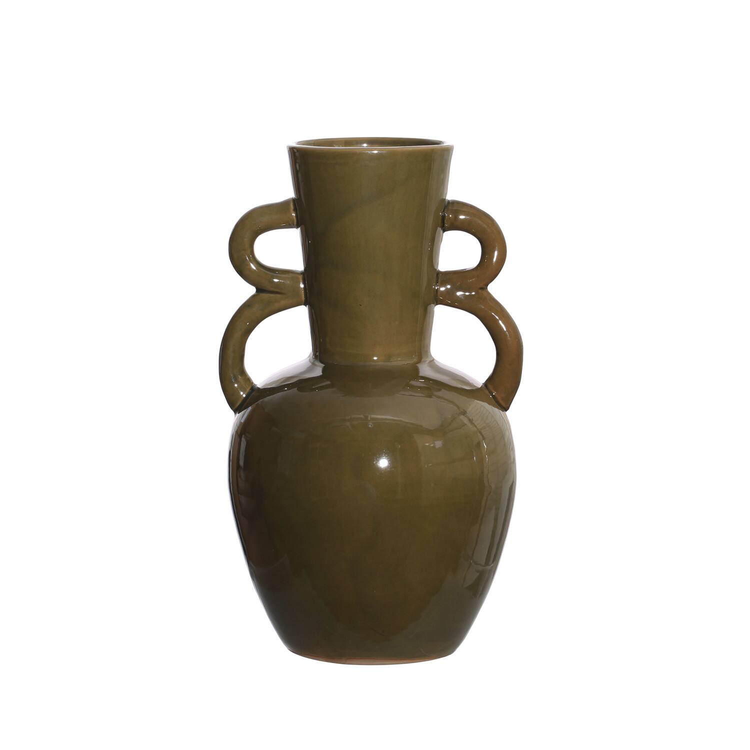 Hello Honey® 8.5" Olive Green Reactive Glaze Stoneware Vase with Handles