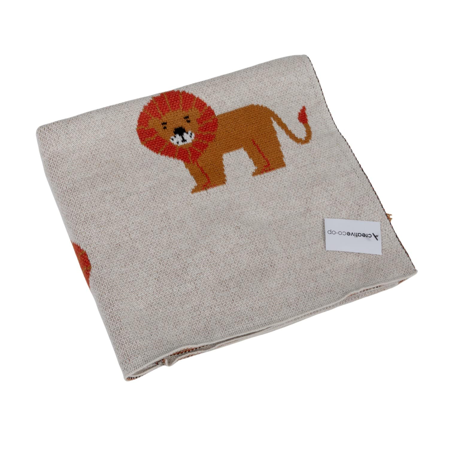 Lion Print Cotton Knit Baby Blanket