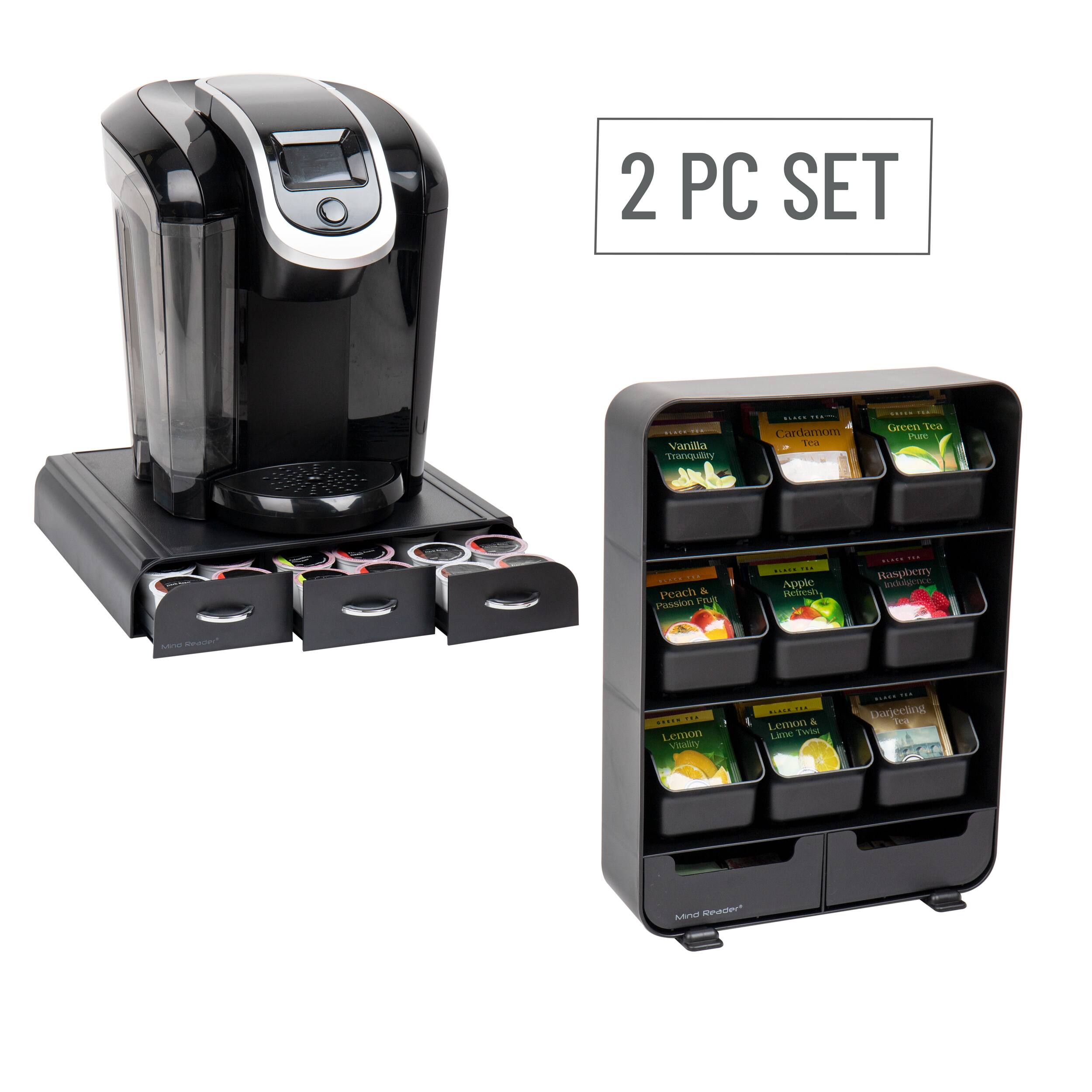 Mind Reader Anchor Collection Black Coffee and Tea Dispenser Set