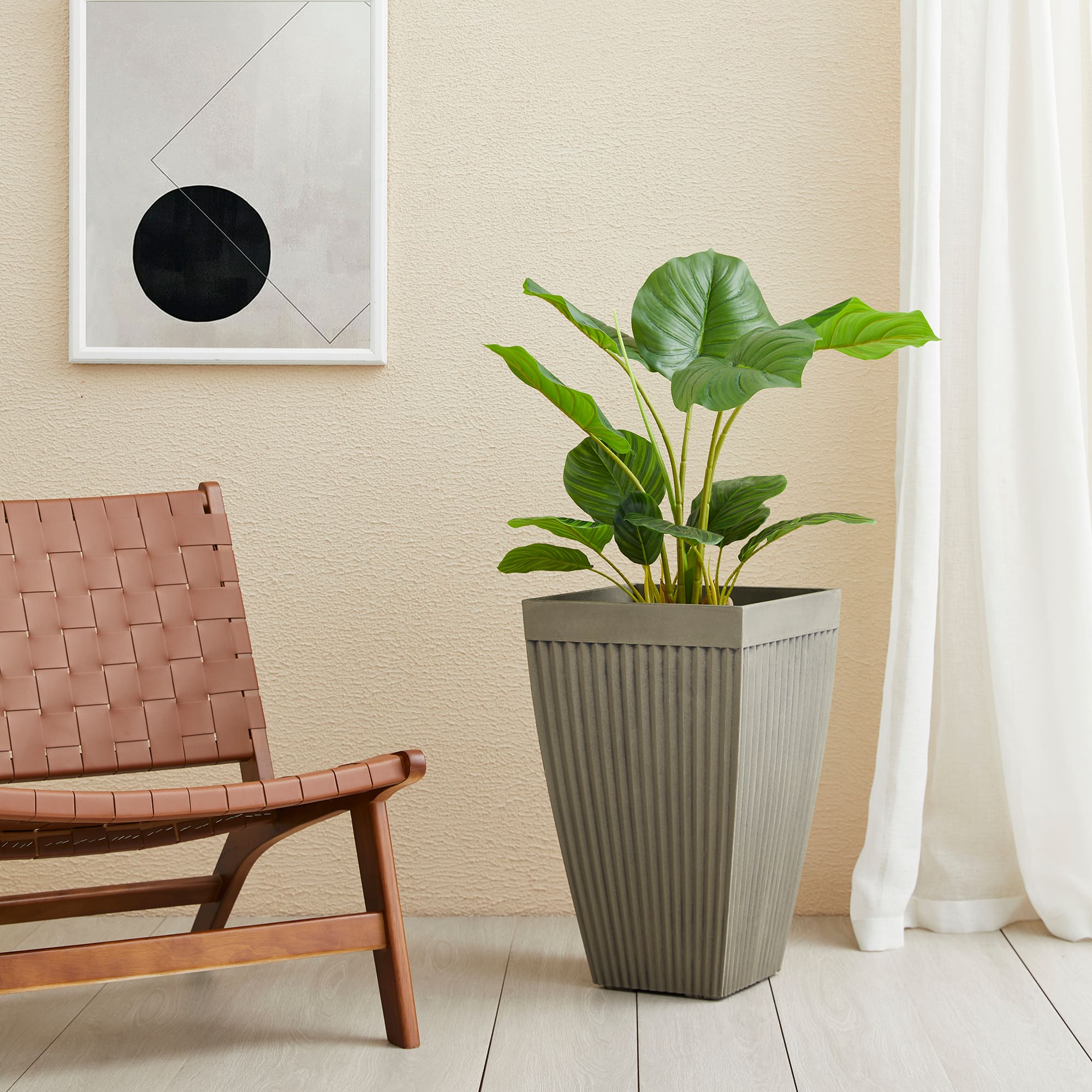 Glitzhome&#xAE; 23&#x22; Eco-Friendly Oversized Faux Concrete Square Fluted Pot Planters, 2ct.