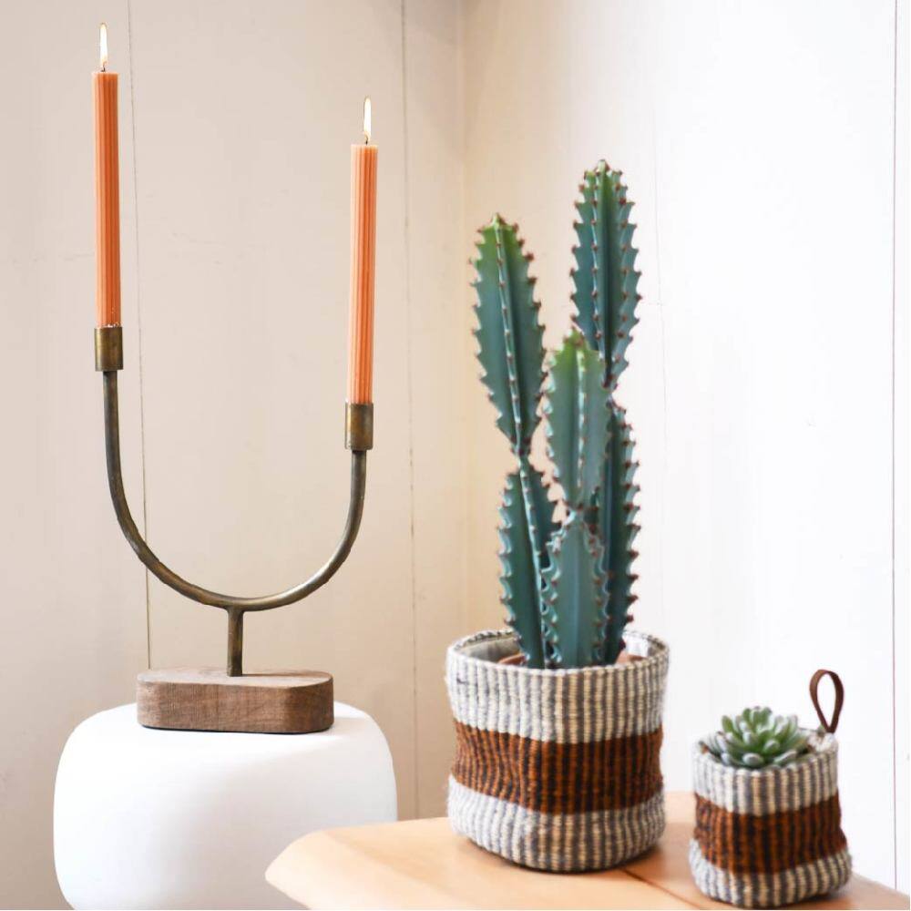 Hello Honey&#xAE; Asymmetrical Wood &#x26; Metal Candle Holder