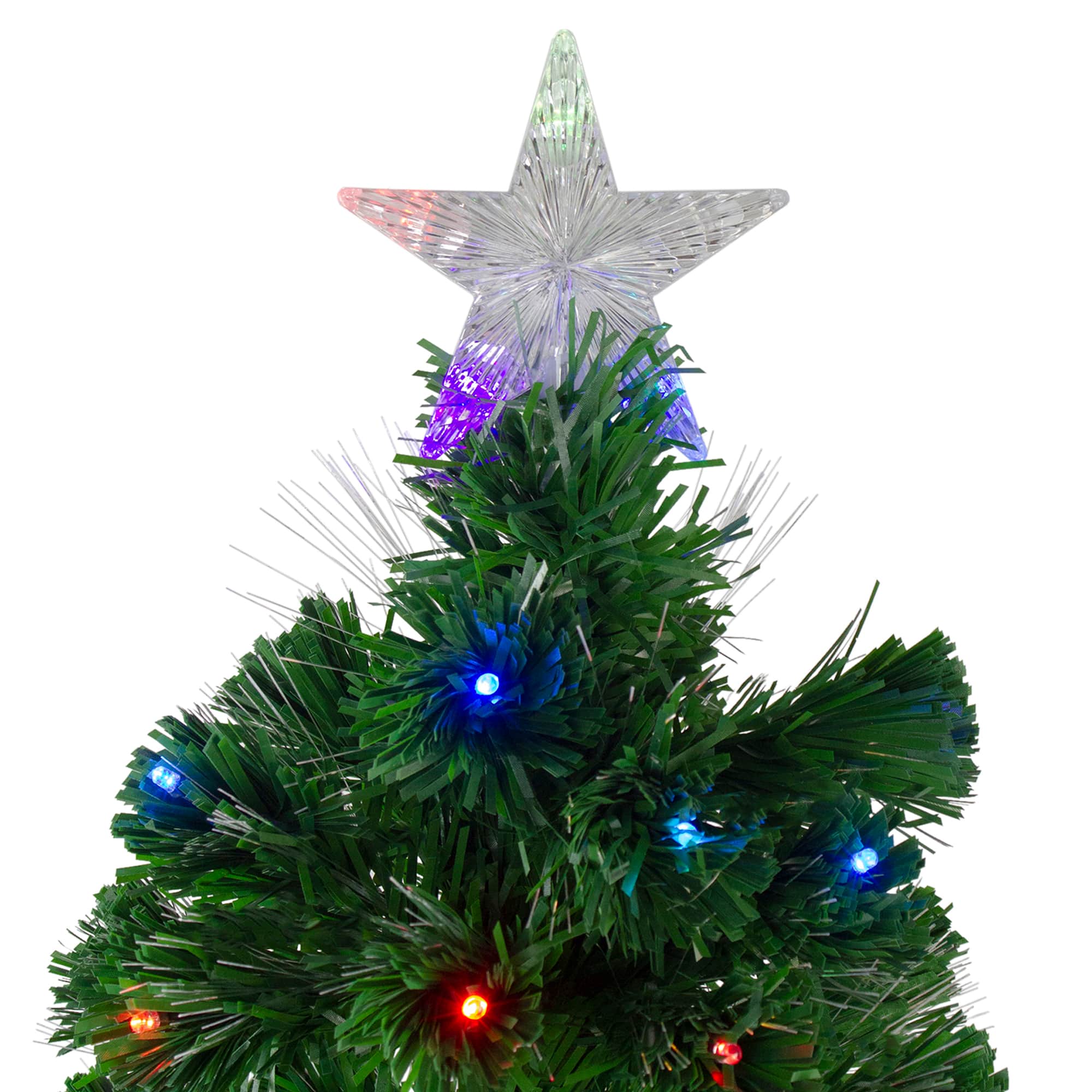 4ft. Pre-Lit Fiber Optic Artificial Potted Christmas Tree, Multicolor LED Lights