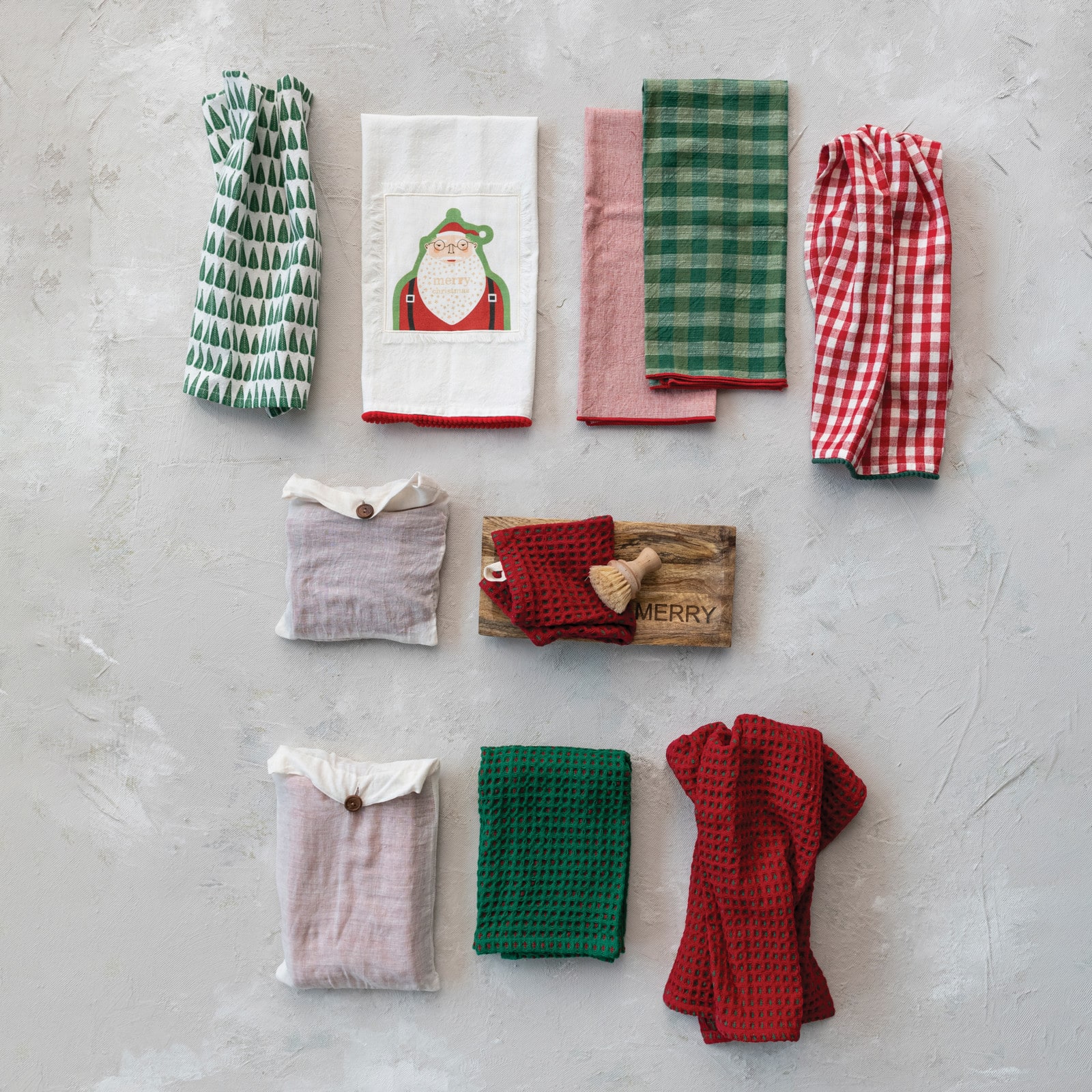 Hello Honey® 28" Red & Green Cotton Waffle Weave Tea Towel Set