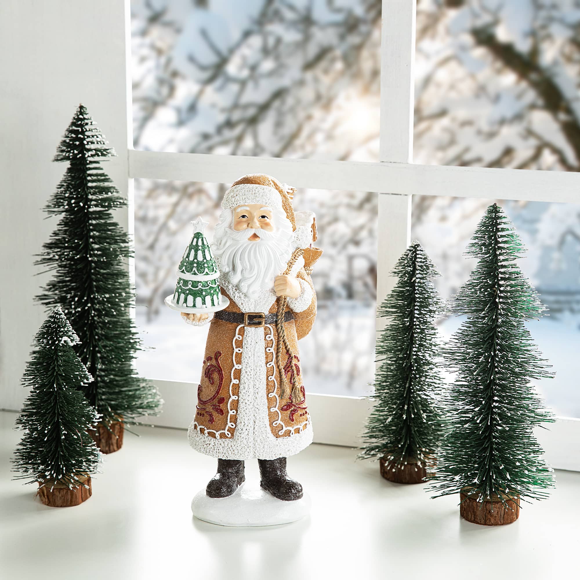 Glitzhome® 11.5" Gingerbread Santa Table Décor