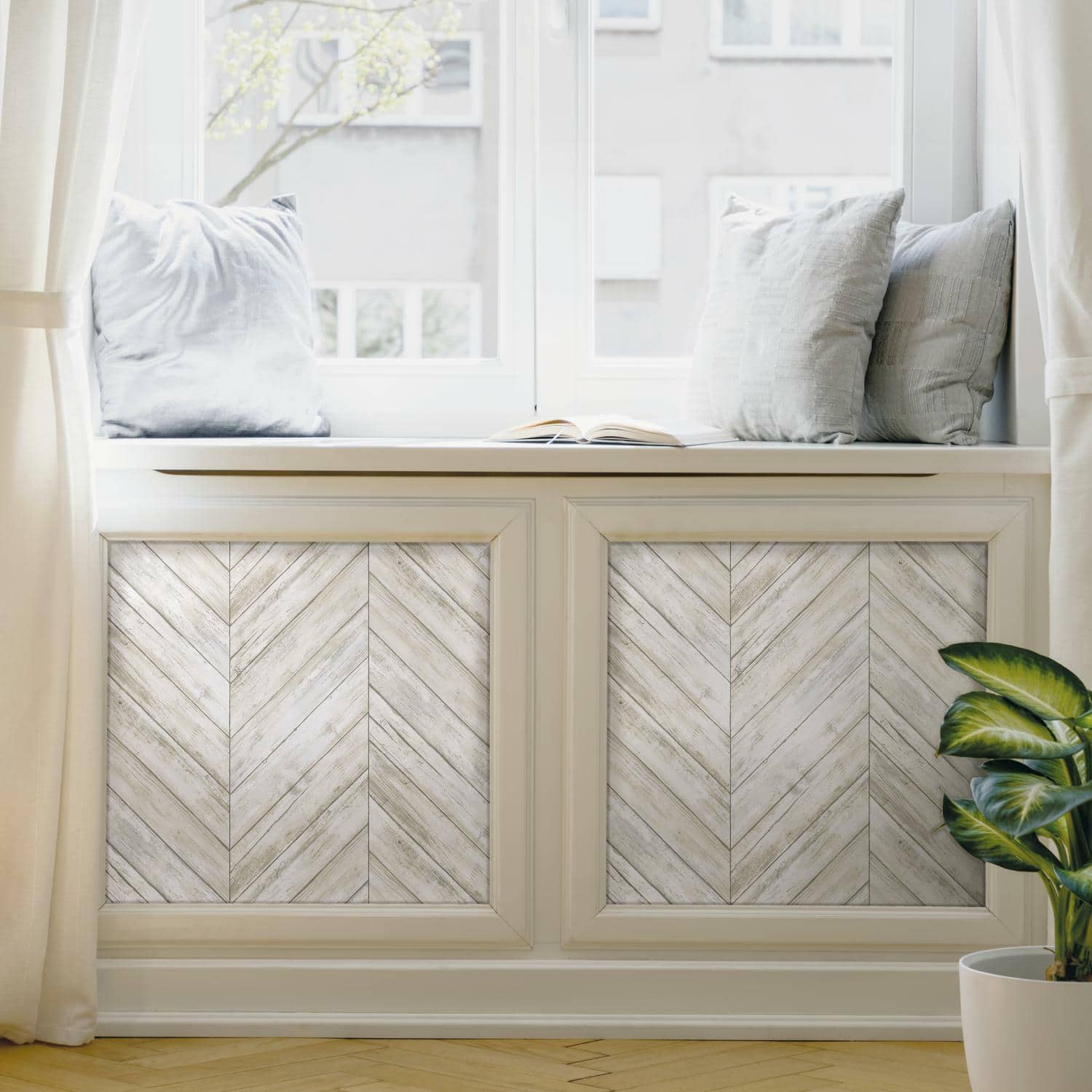 RoomMates Herringbone Wood Boards Peel & Stick Wallpaper