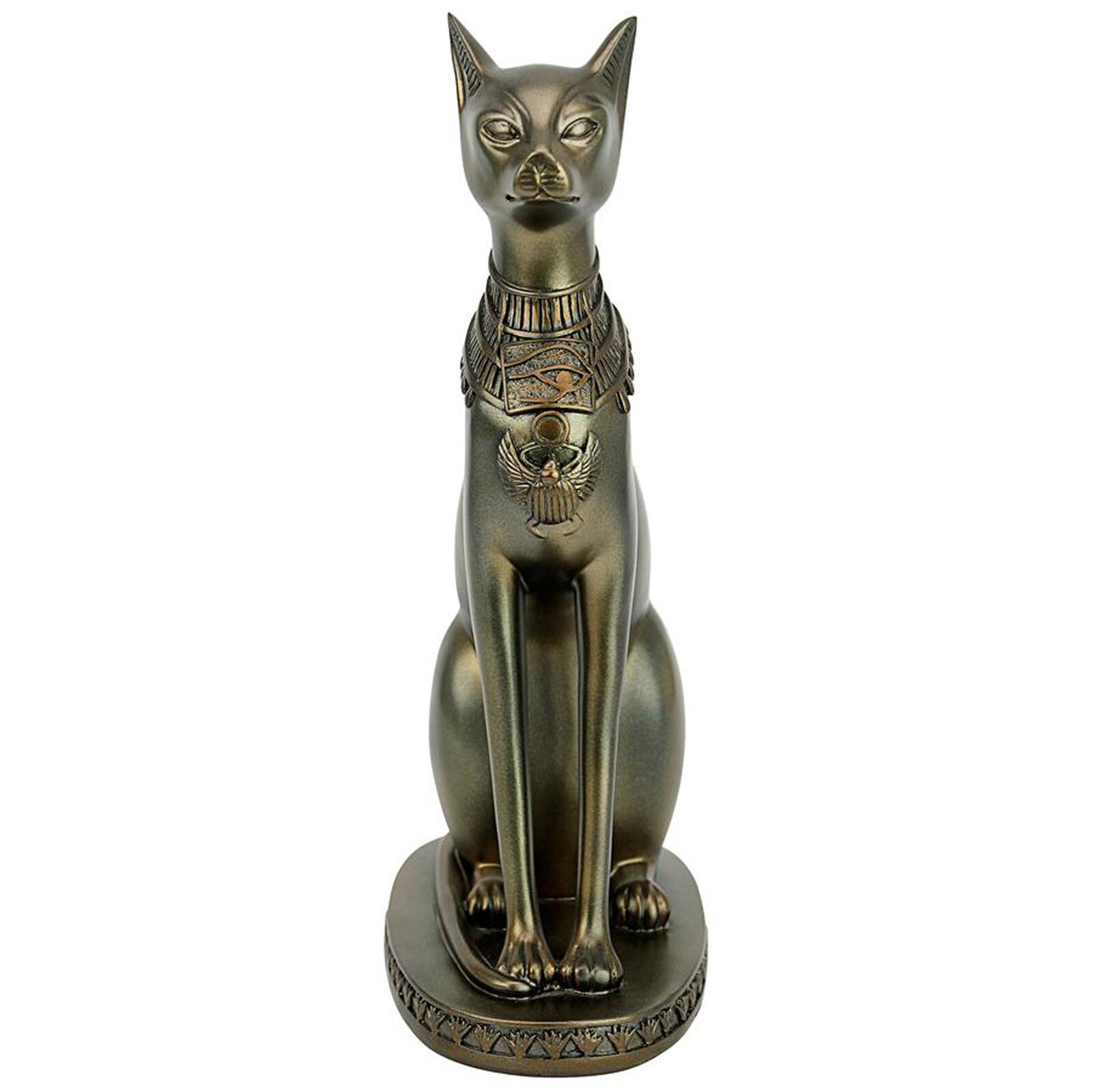 11.5" Gold Cat Goddess of Ancient Egypt Statue
