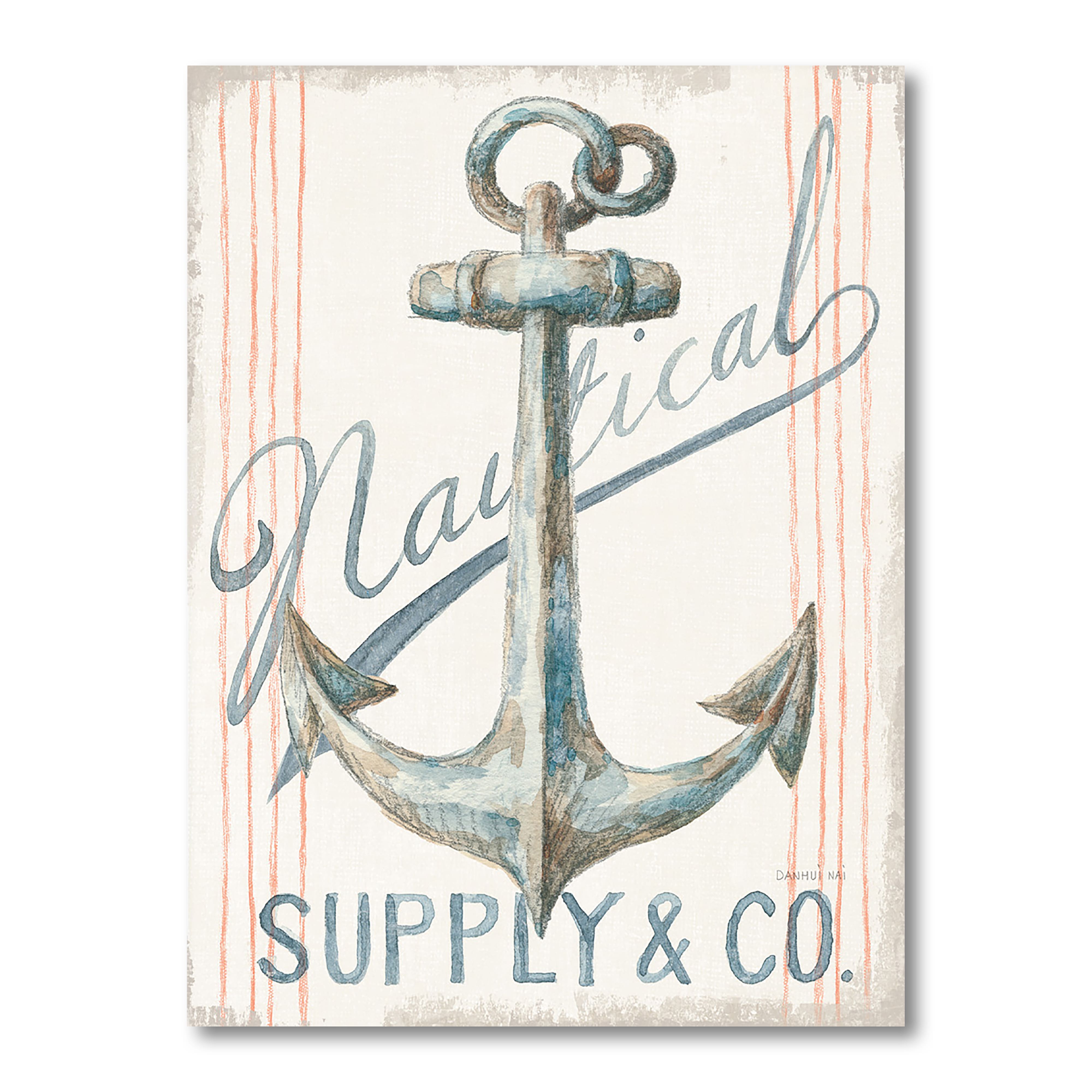 Designart - RW Floursack Nautical V - Cottage Canvas Wall Art