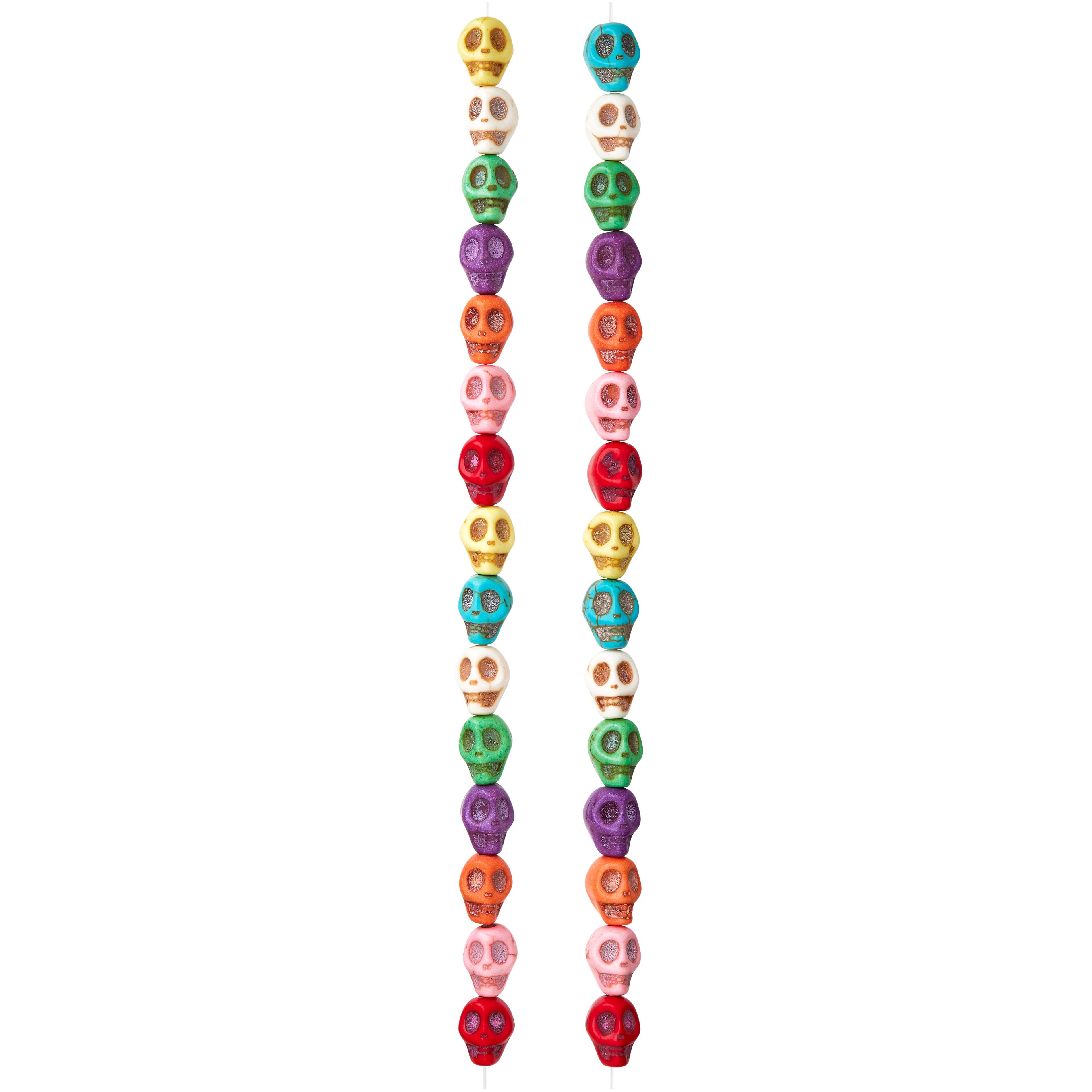 12 Pack: Colorful Reconstituted Skull Beads, 8mm by Bead Landing™