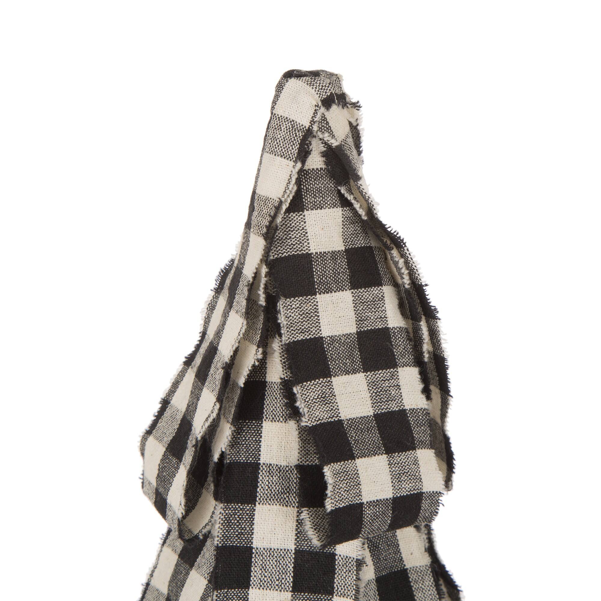 Glitzhome® 17" Black & White Plaid Fabric Tabletop Tree