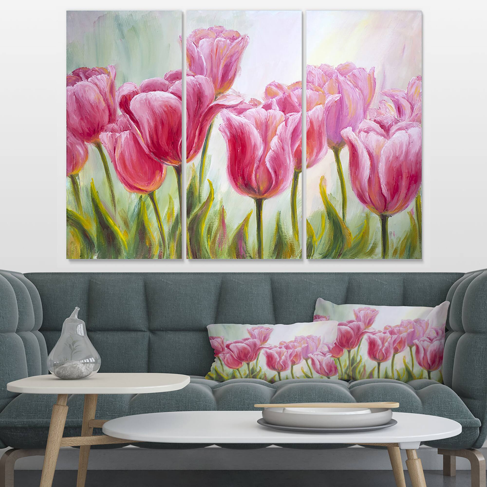 Designart - Tulips in a Row - Floral Art Canvas Print
