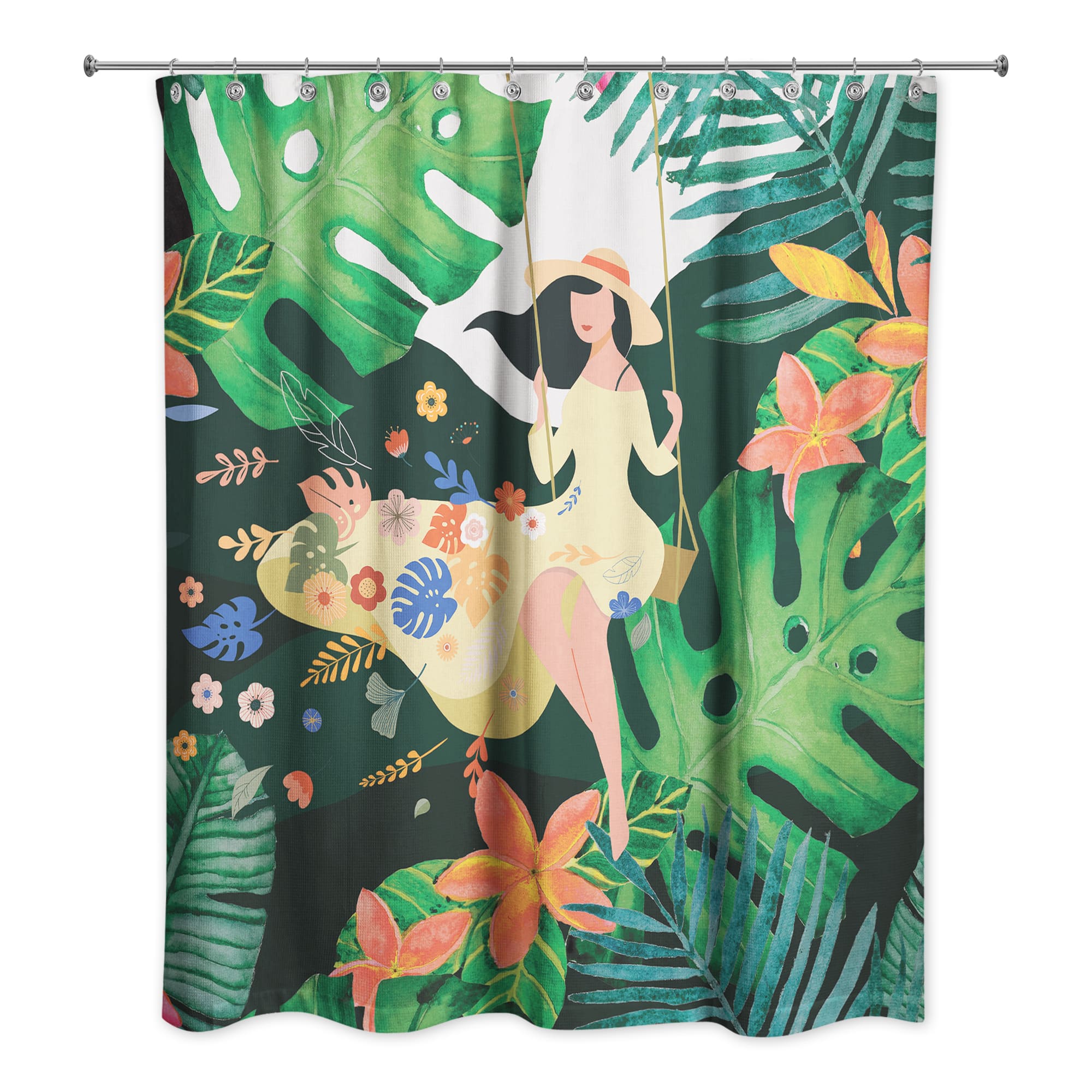 Jungle Swing Girl 71" x 74" Shower Curtain