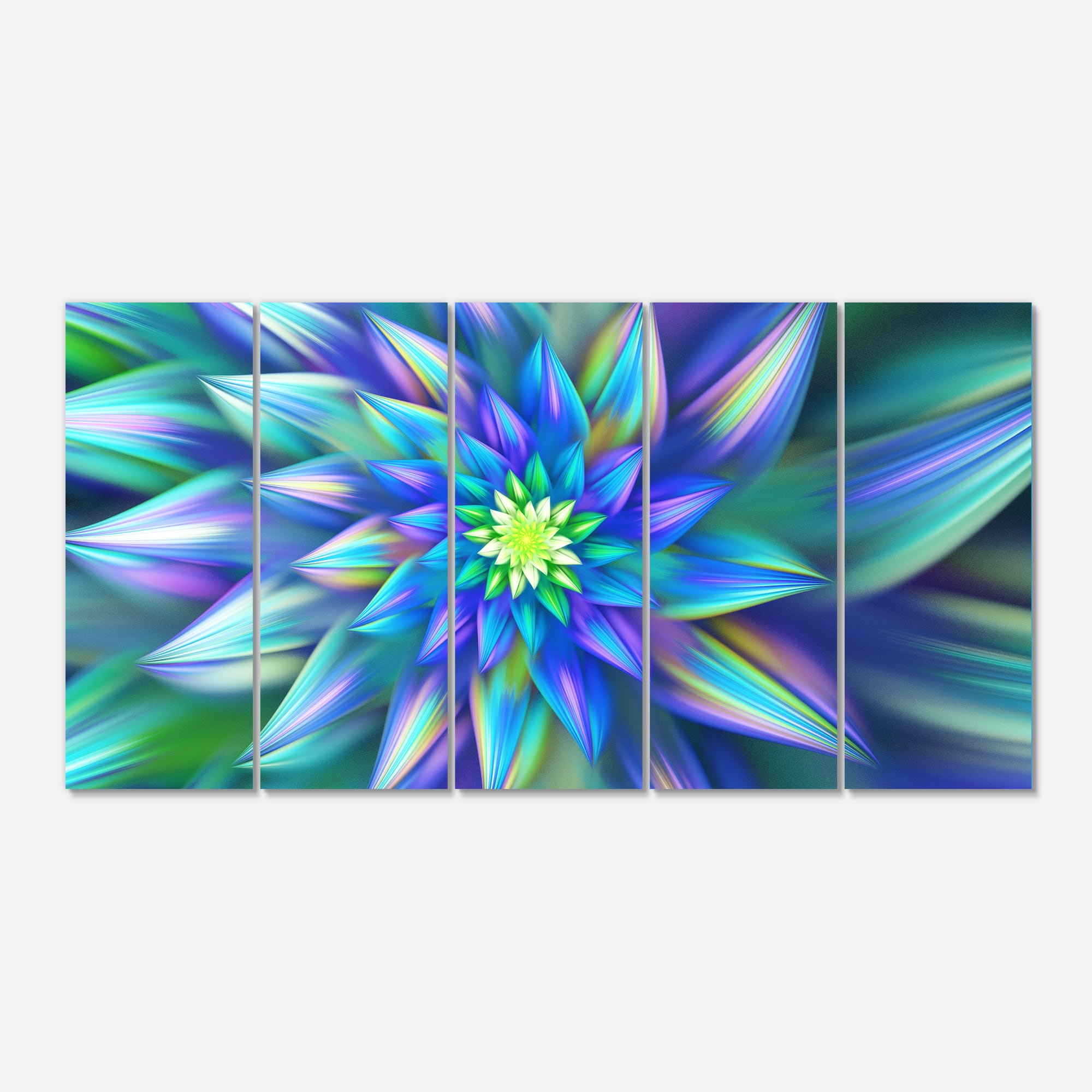 Designart - Huge Light Blue Fractal Flower - Floral Canvas Art Print | 60" x 28" - 5 Panels Equal Panels | Michaels&reg;