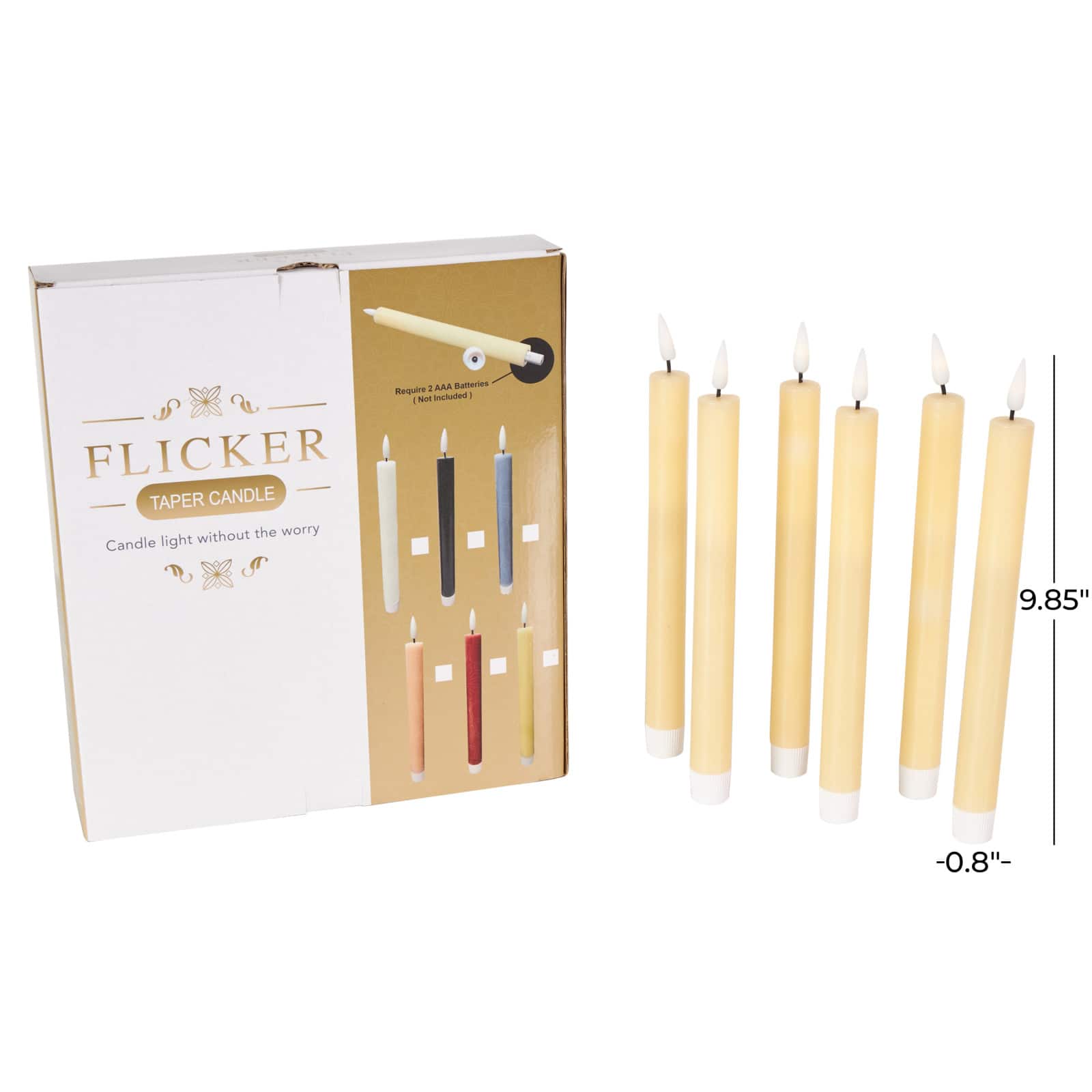 10" Flameless Wax Candles with Remote Control, 6ct.